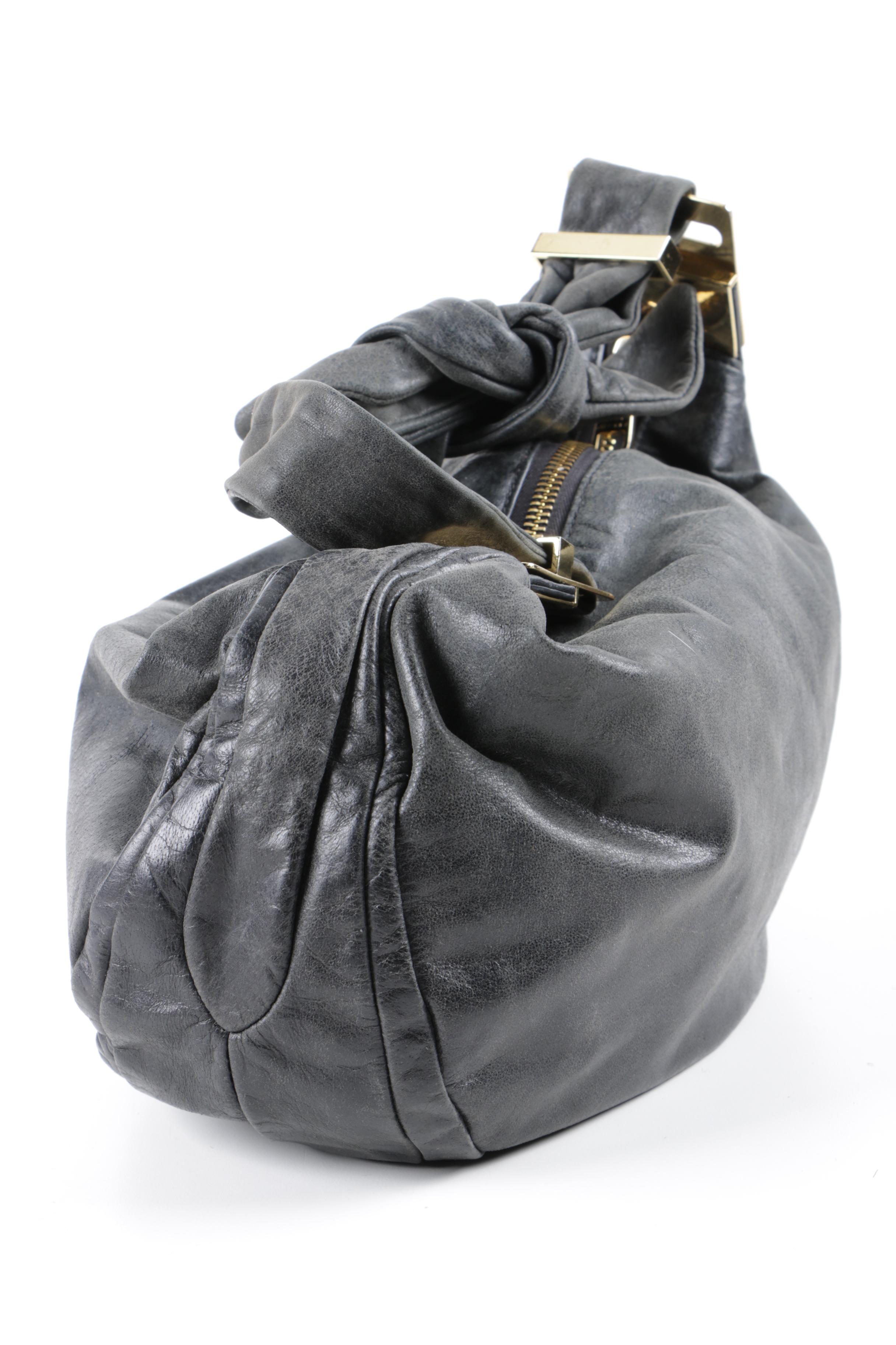 Badgley Mischka Black Leather Hobo Handbag