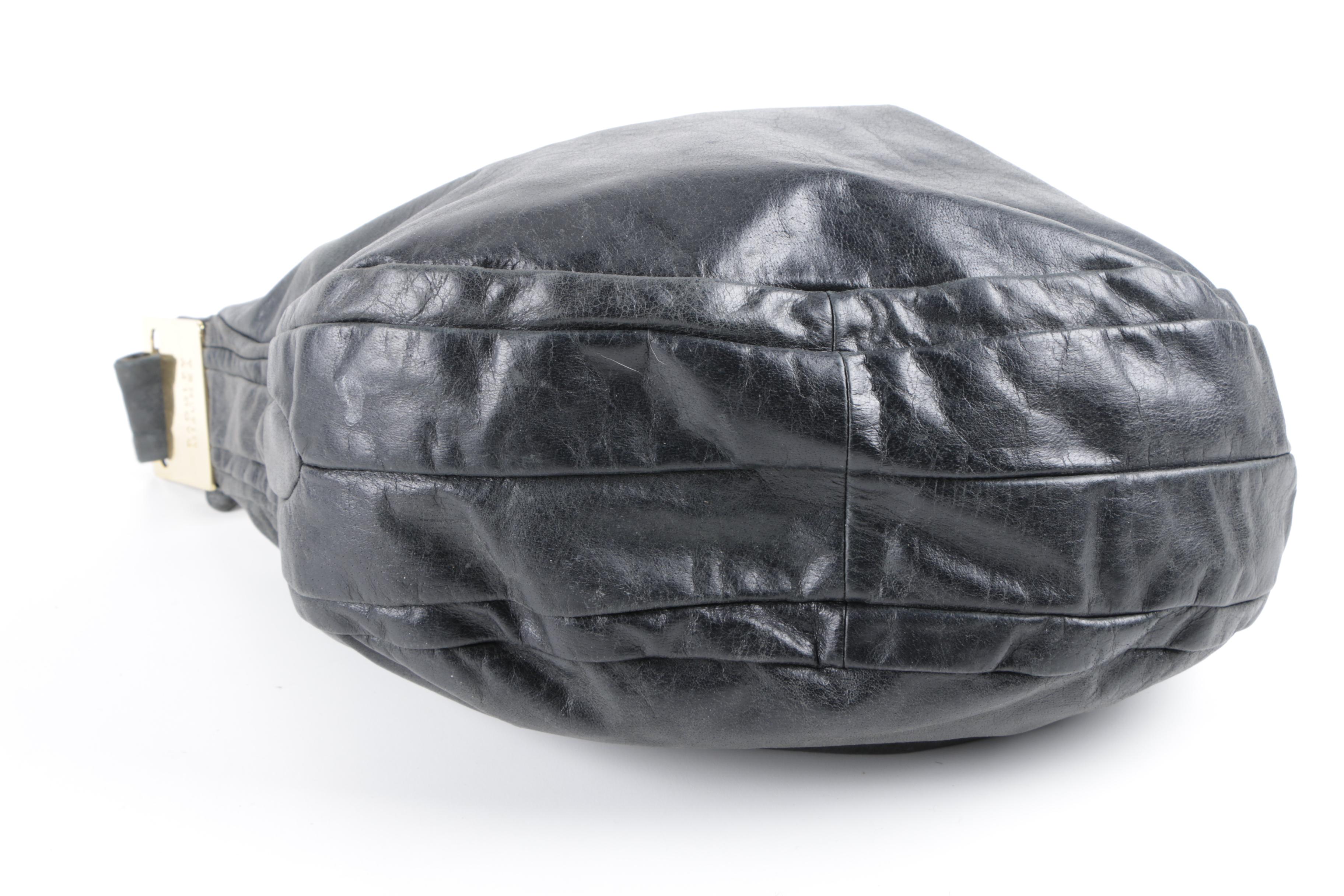 Badgley Mischka Black Leather Hobo Handbag