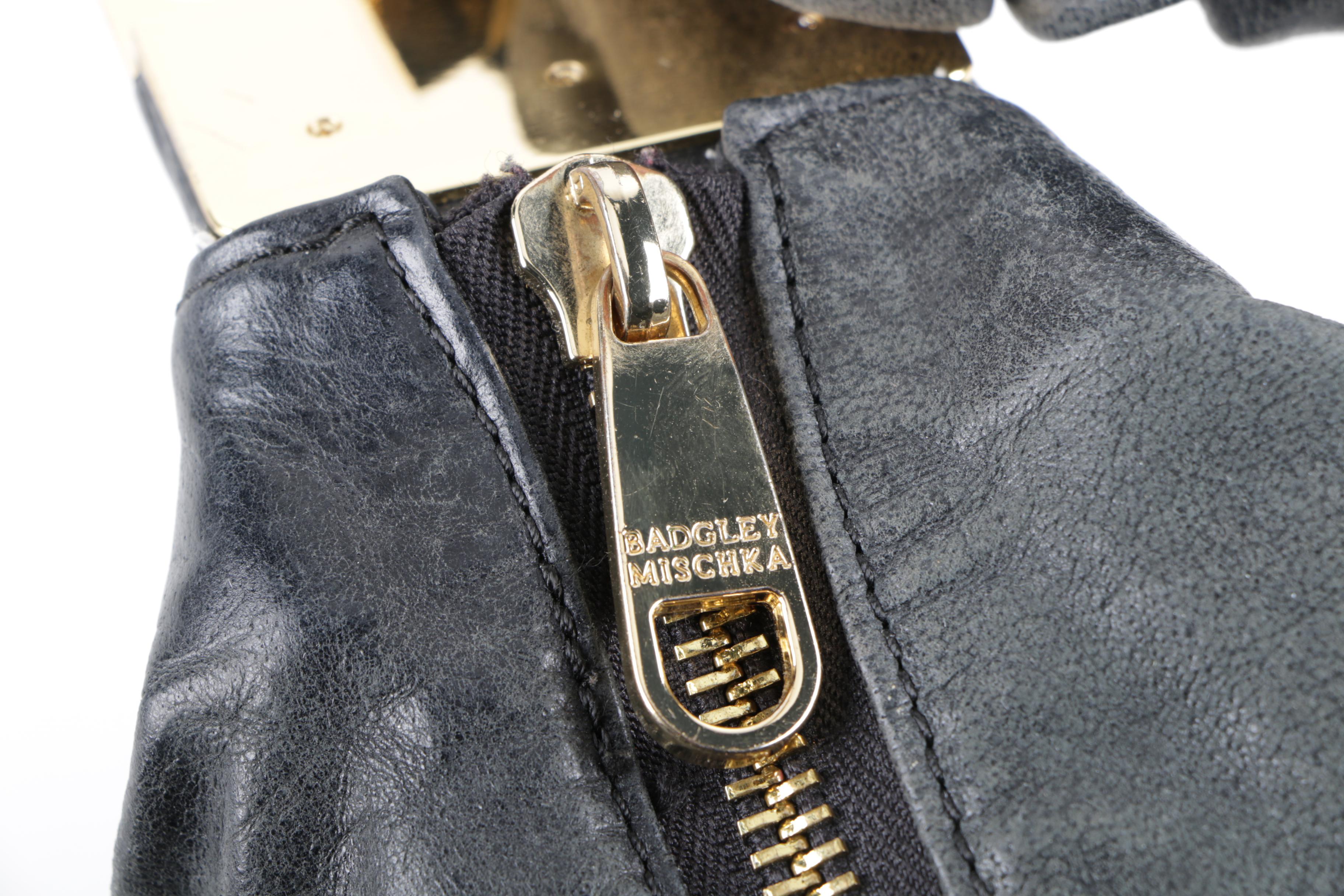 Badgley Mischka Black Leather Hobo Handbag