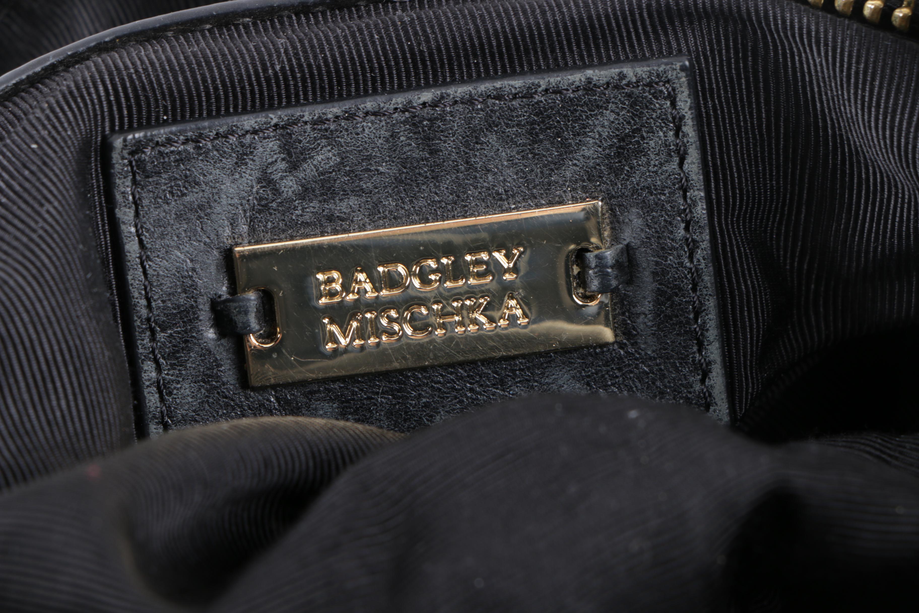 Badgley Mischka Black Leather Hobo Handbag