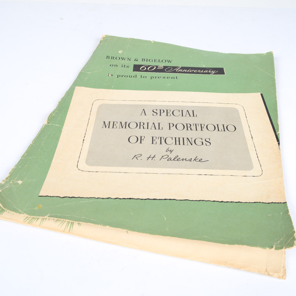 1956 Brown & Bigelow "Memorial Portfolio of Etchings by R. H. Palenske"