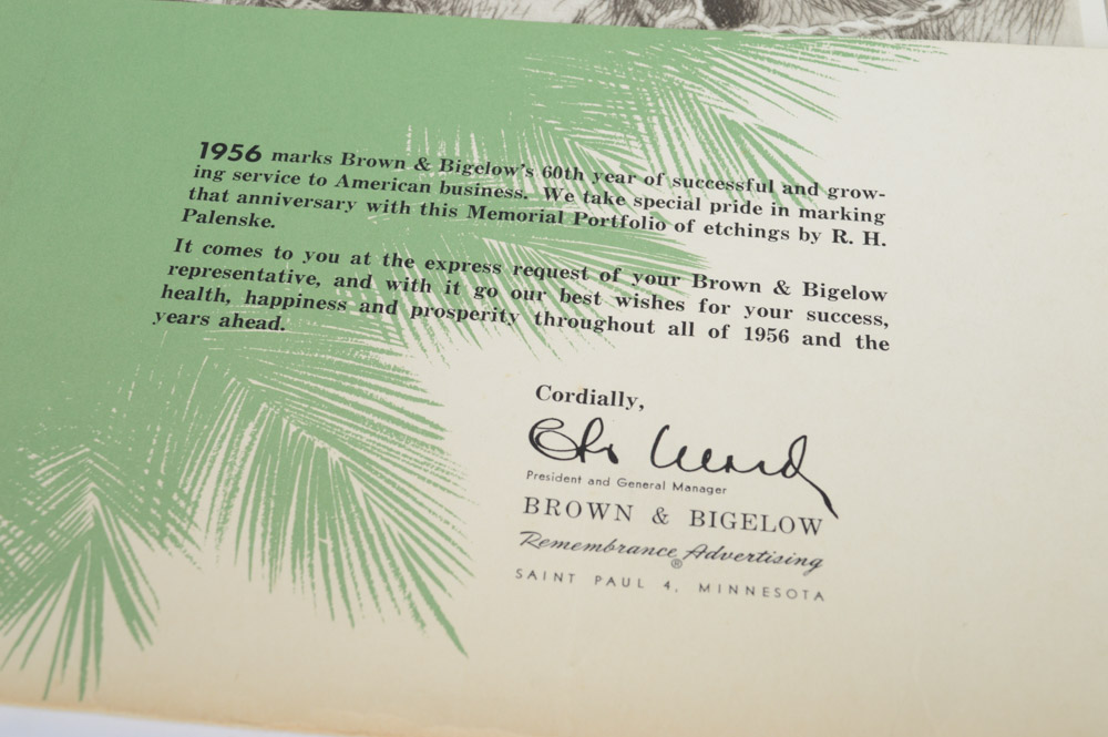 1956 Brown & Bigelow "Memorial Portfolio of Etchings by R. H. Palenske"