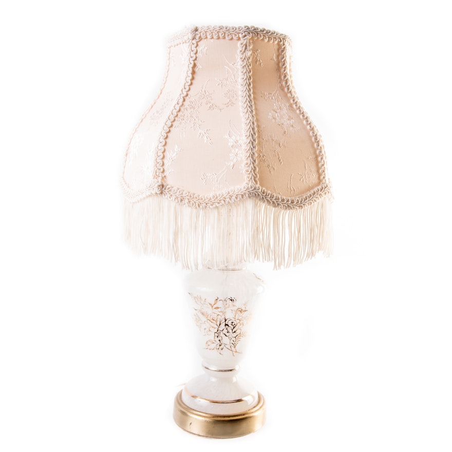 Vintage Petite Blown Glass Lamp with Gold Tone Accents