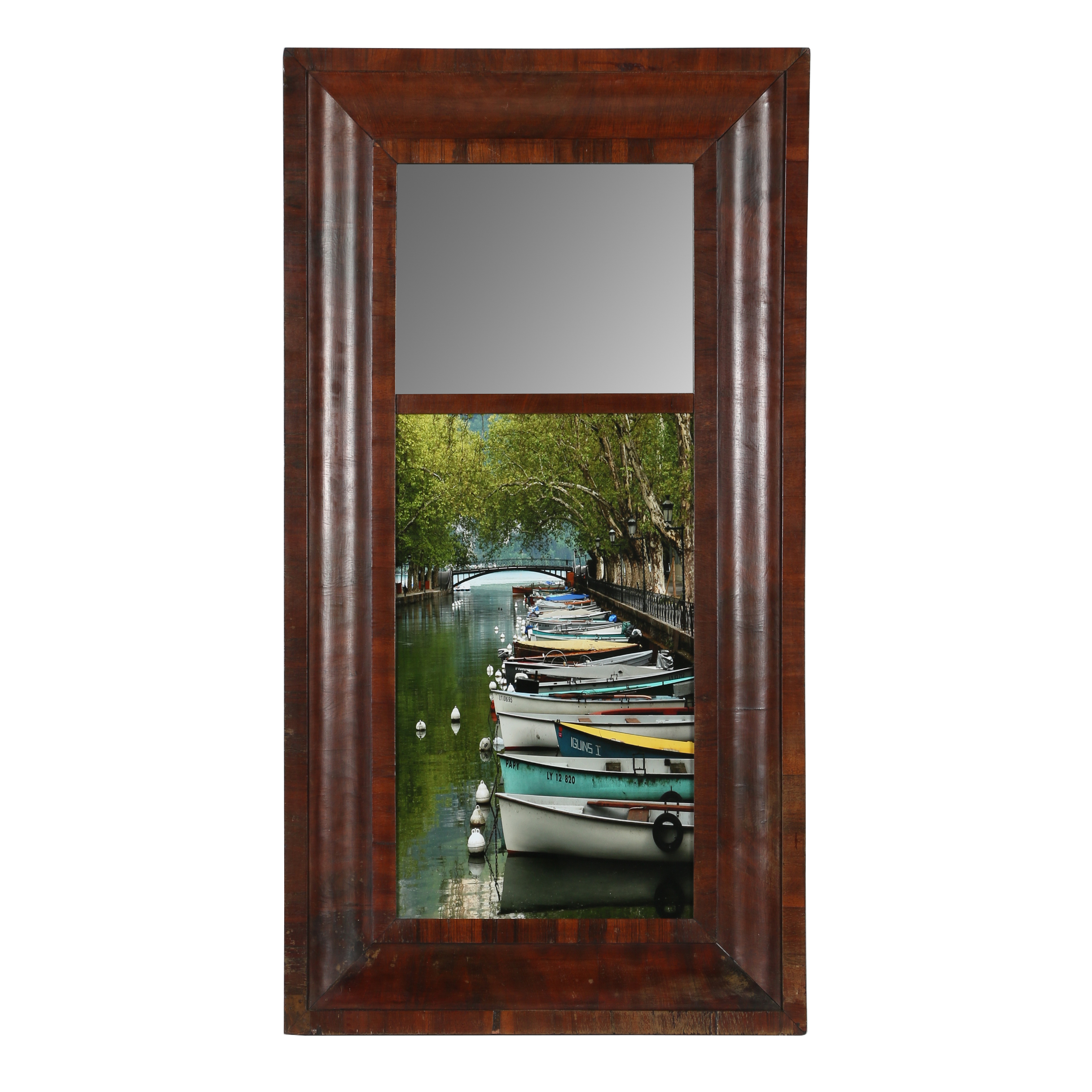 Dan Albright Boat Giclée with Mirror in a Wood Frame