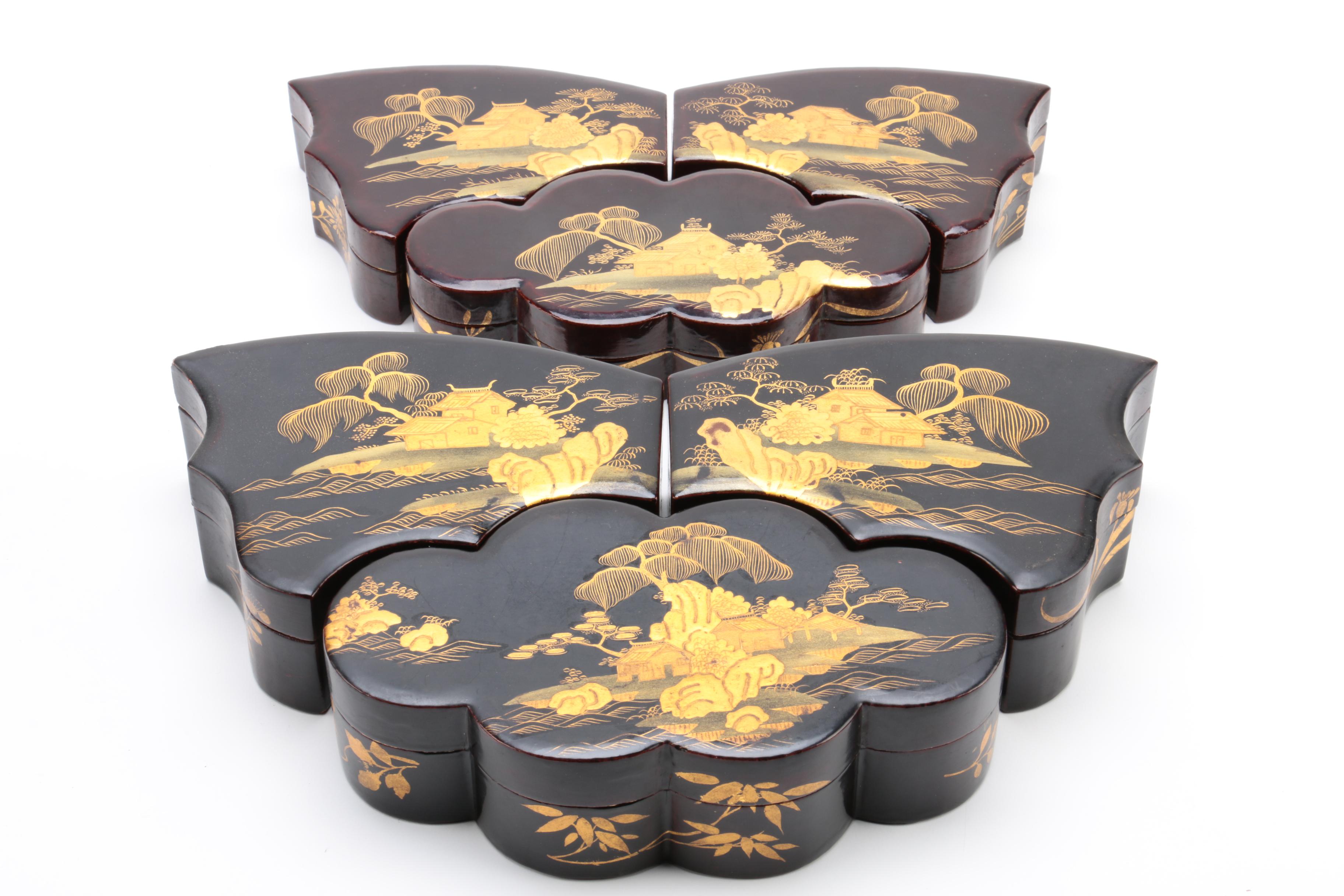 Vintage Lacquered Asian Vanity Boxes