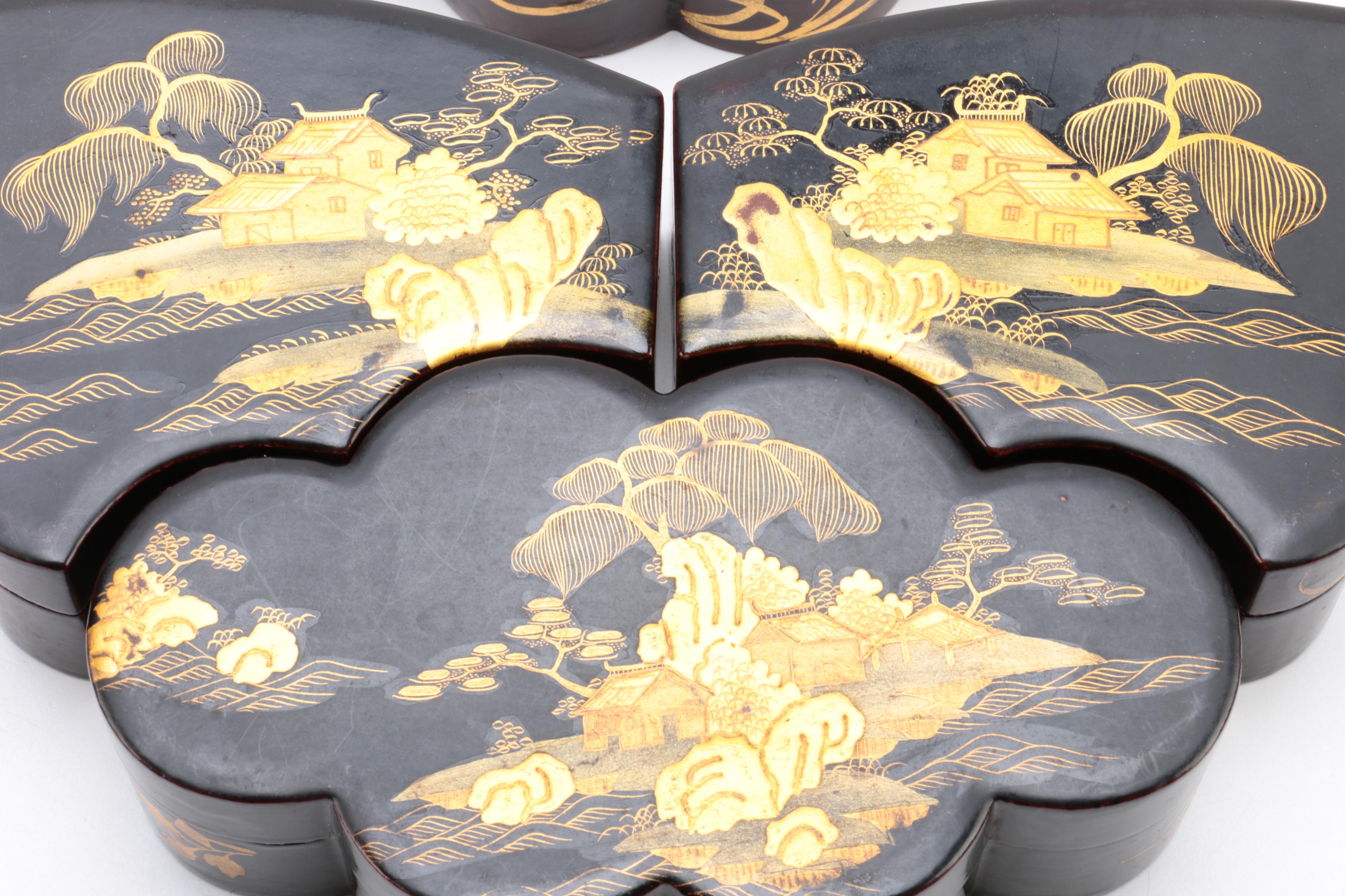 Vintage Lacquered Asian Vanity Boxes