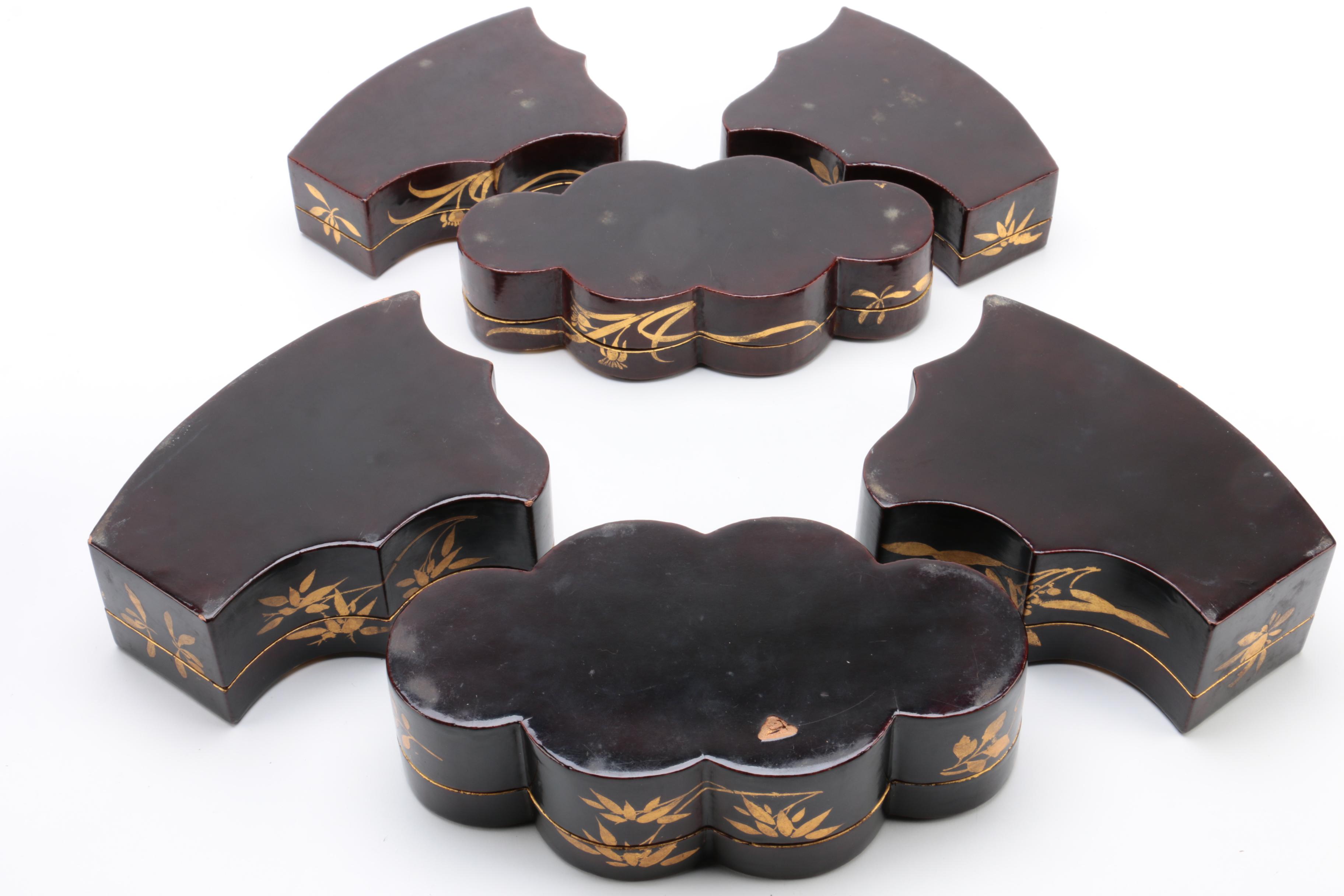 Vintage Lacquered Asian Vanity Boxes