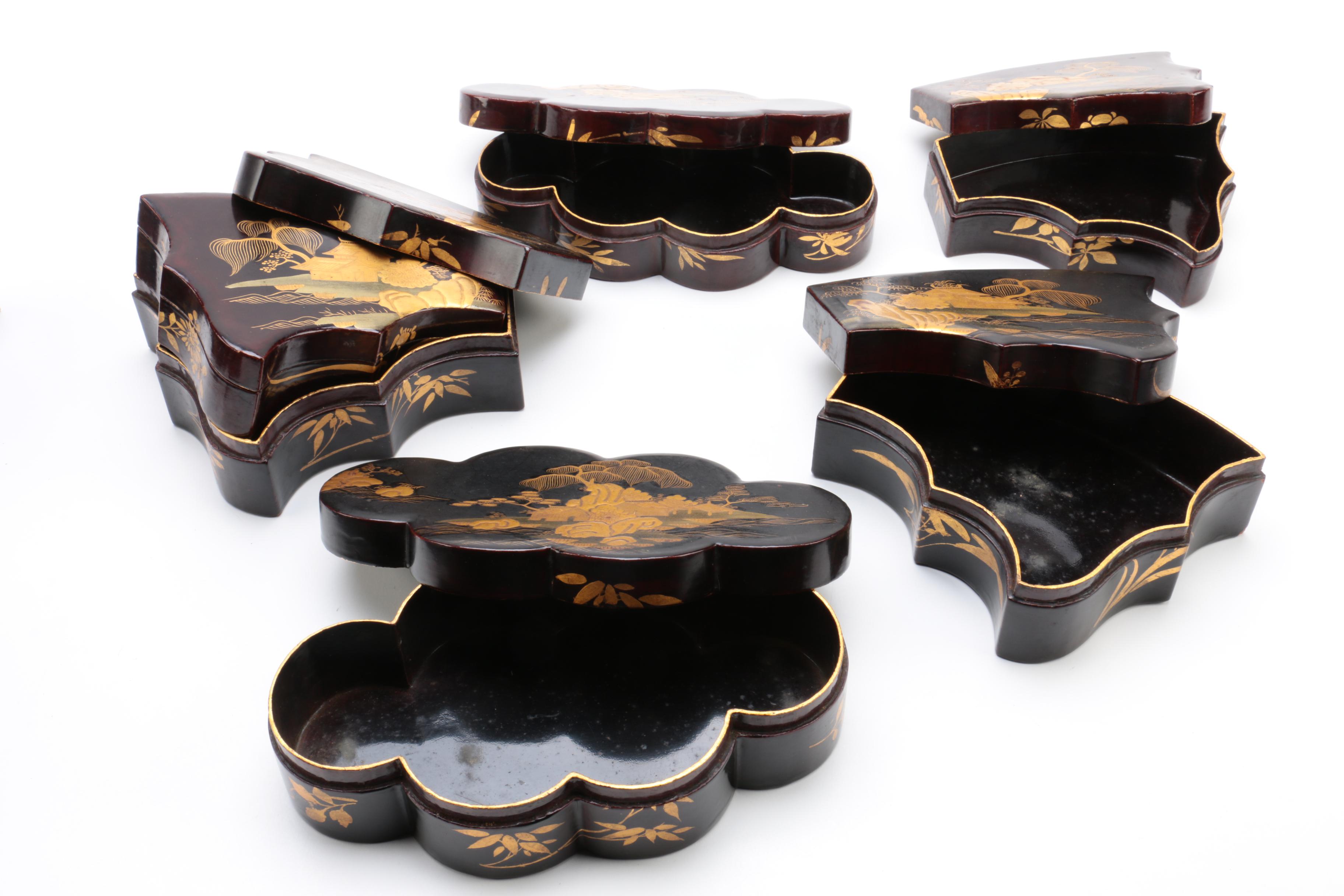 Vintage Lacquered Asian Vanity Boxes