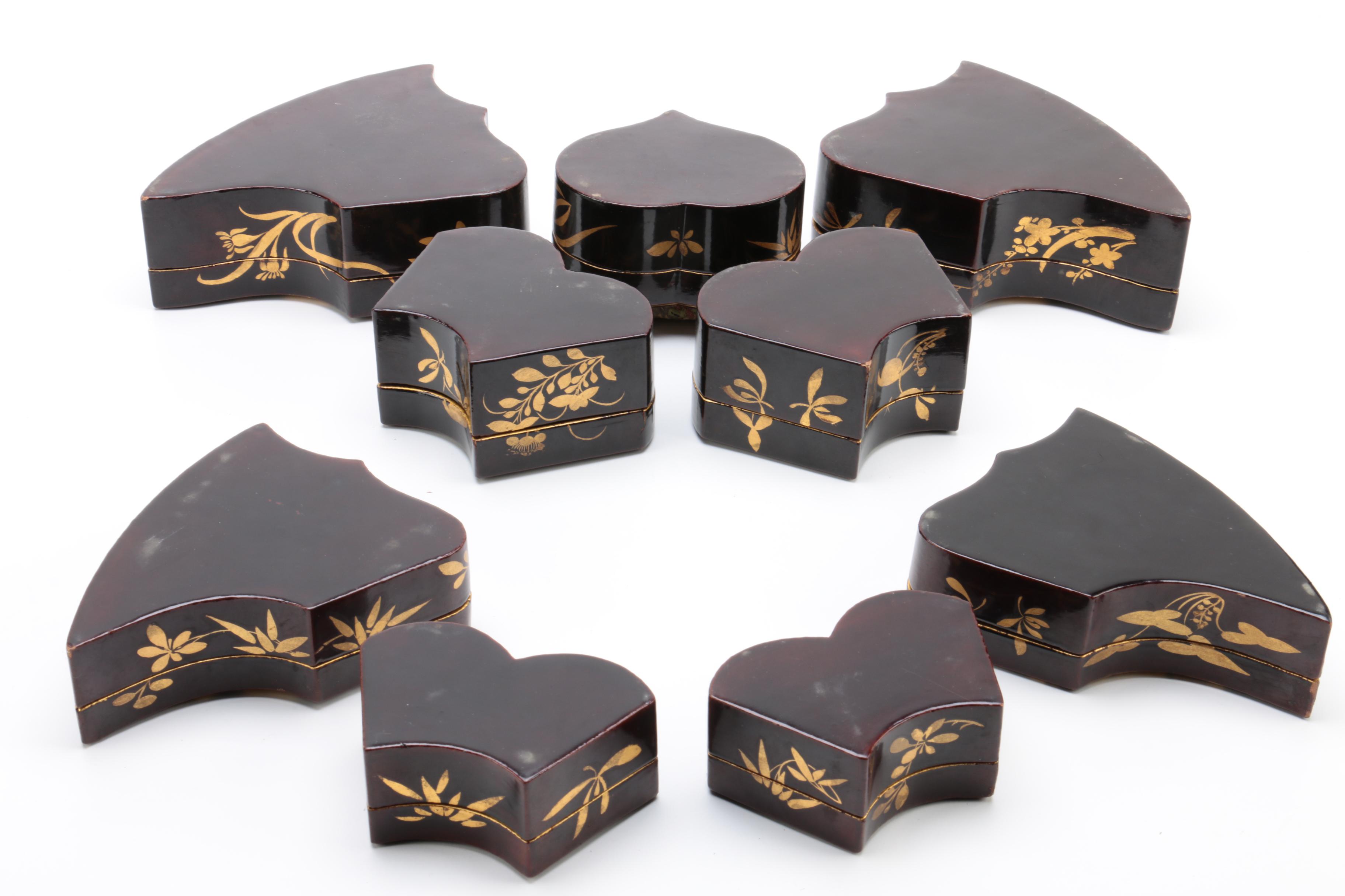 Vintage Lacquered Asian Vanity Boxes