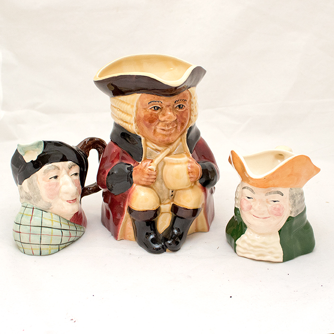 Staffordshire Toby Pitcher and Ceramic Character Jugs