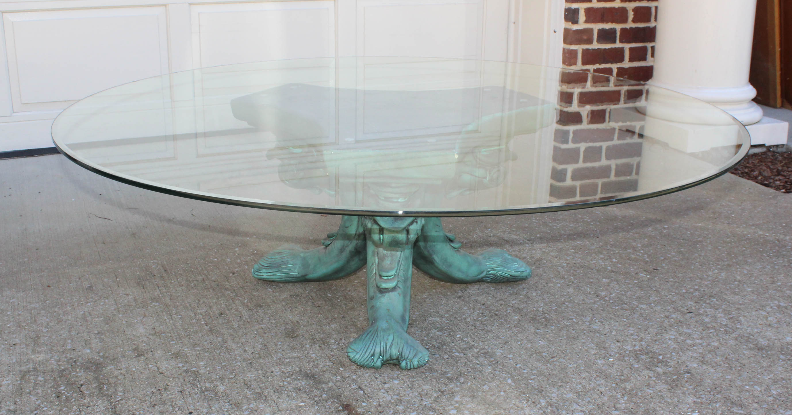 Cast Verdigris Dolphin Base Coffee Table