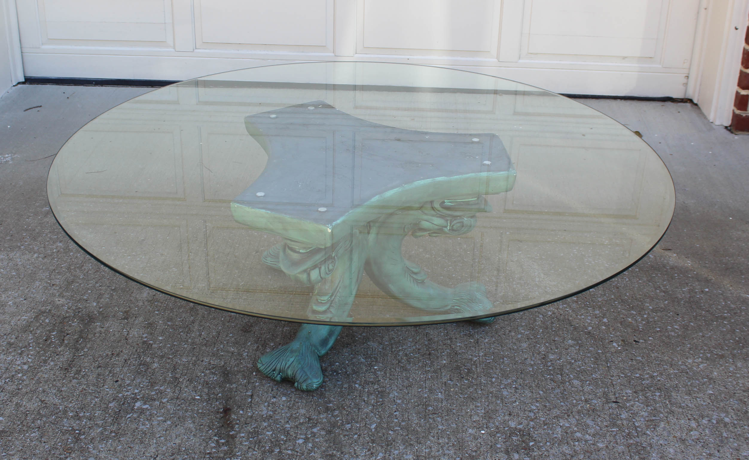 Cast Verdigris Dolphin Base Coffee Table