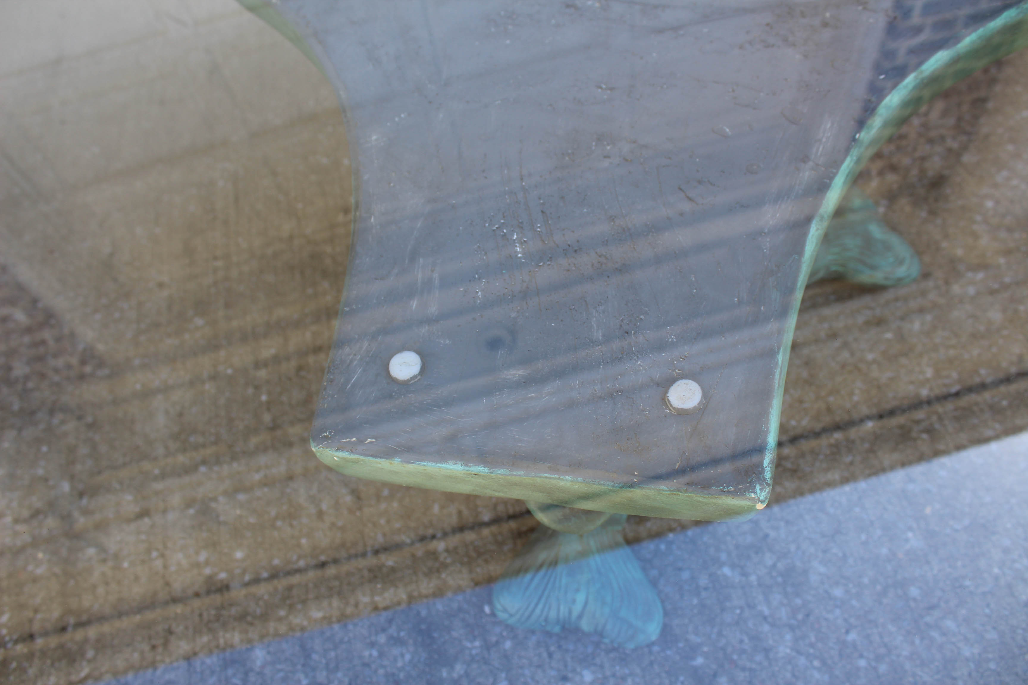 Cast Verdigris Dolphin Base Coffee Table