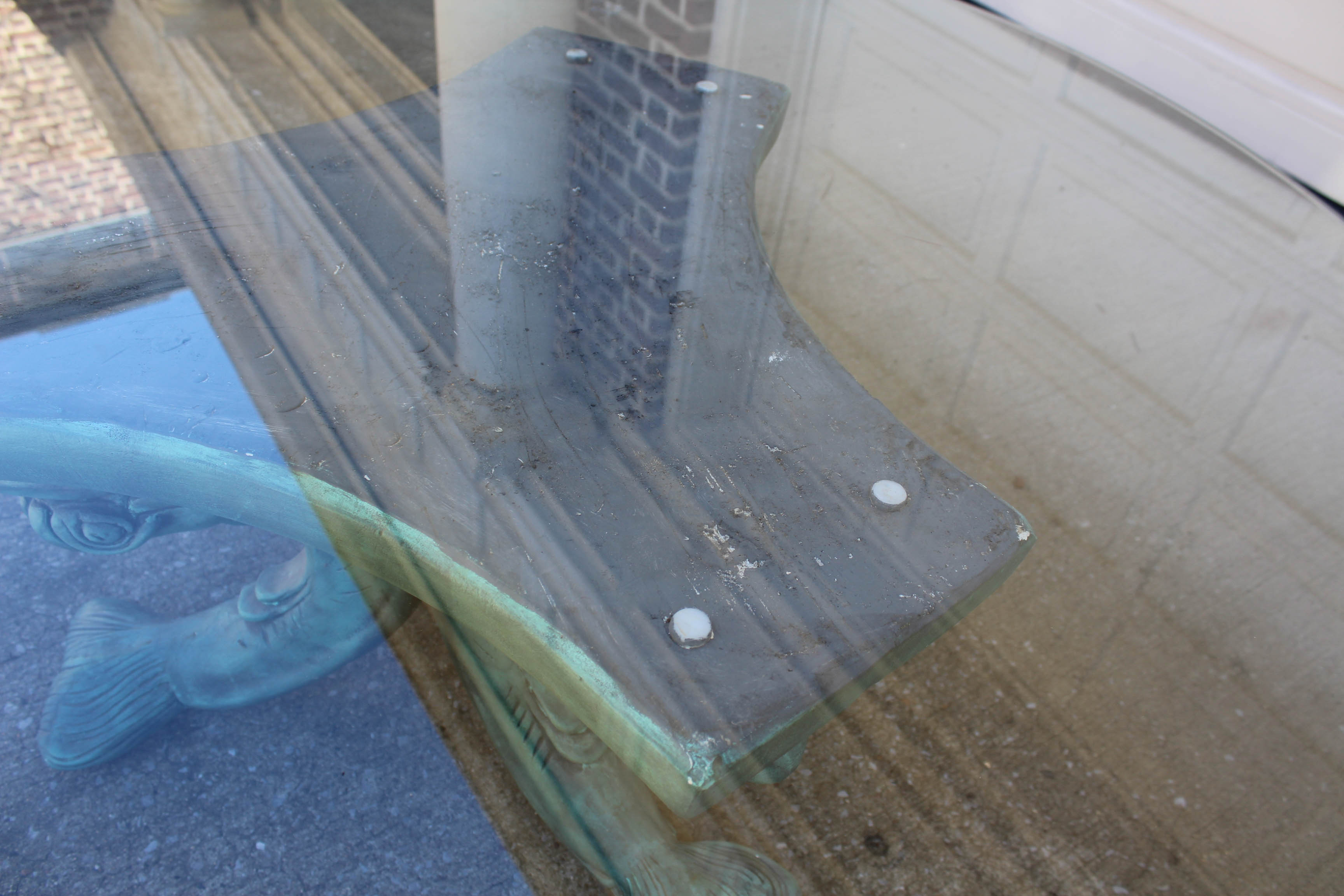 Cast Verdigris Dolphin Base Coffee Table