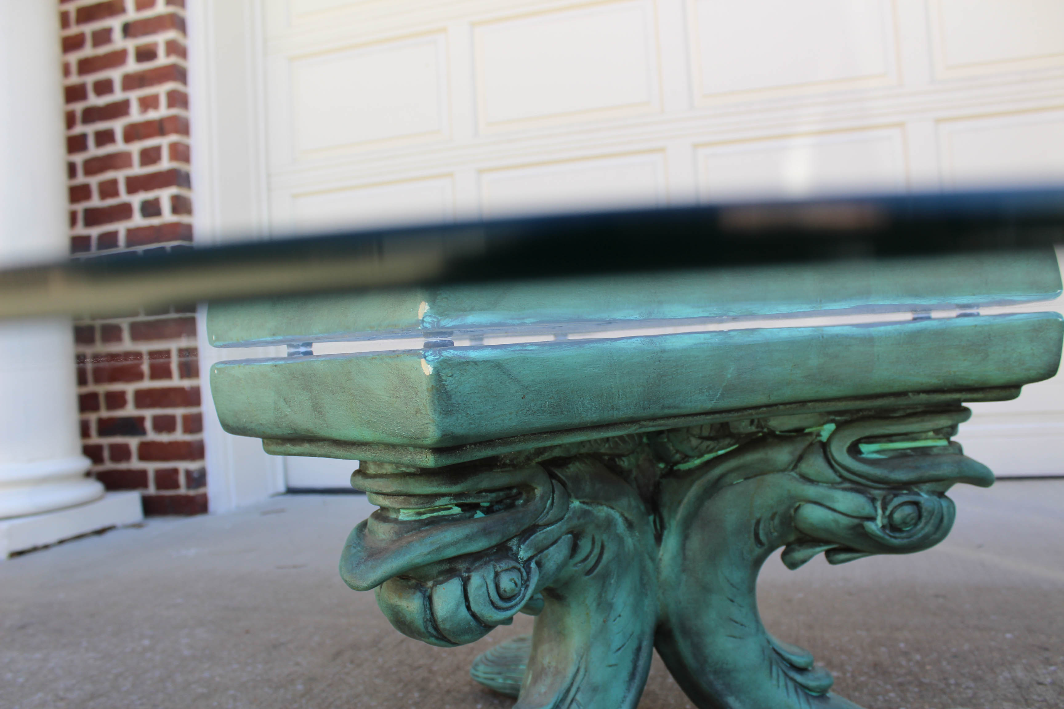 Cast Verdigris Dolphin Base Coffee Table