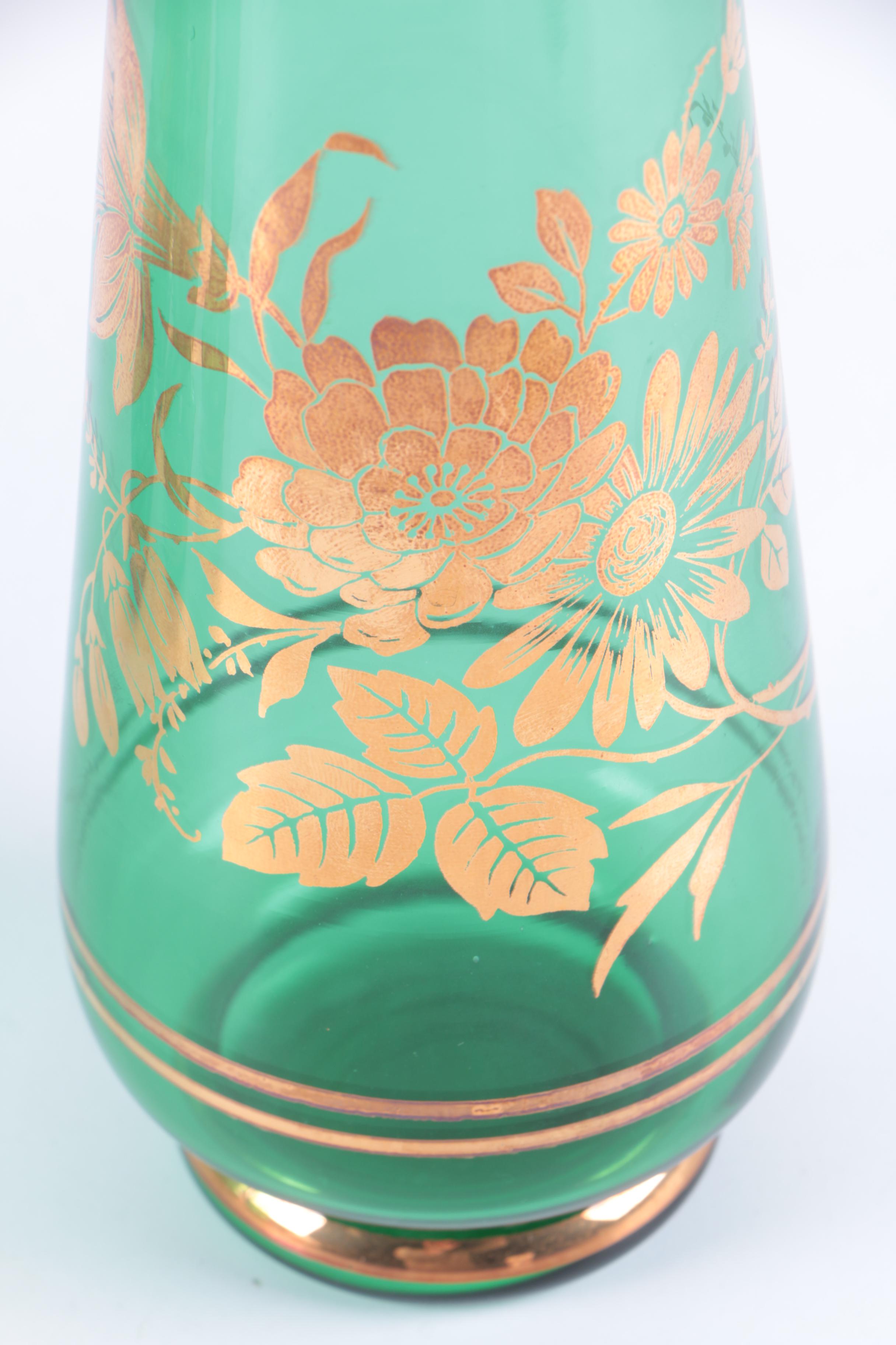 Vintage Bohemia Crystal Gilt Decanter and Glass Set