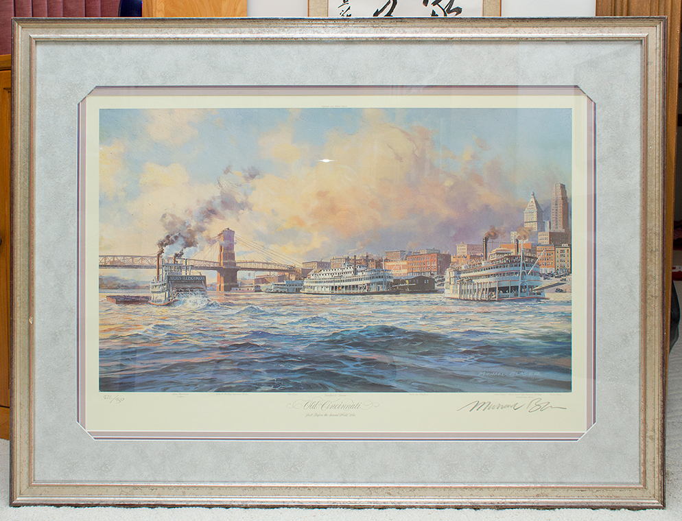 Michael Blaser Signed "Old Cincinnati" Limited Edition Offset Lithograph