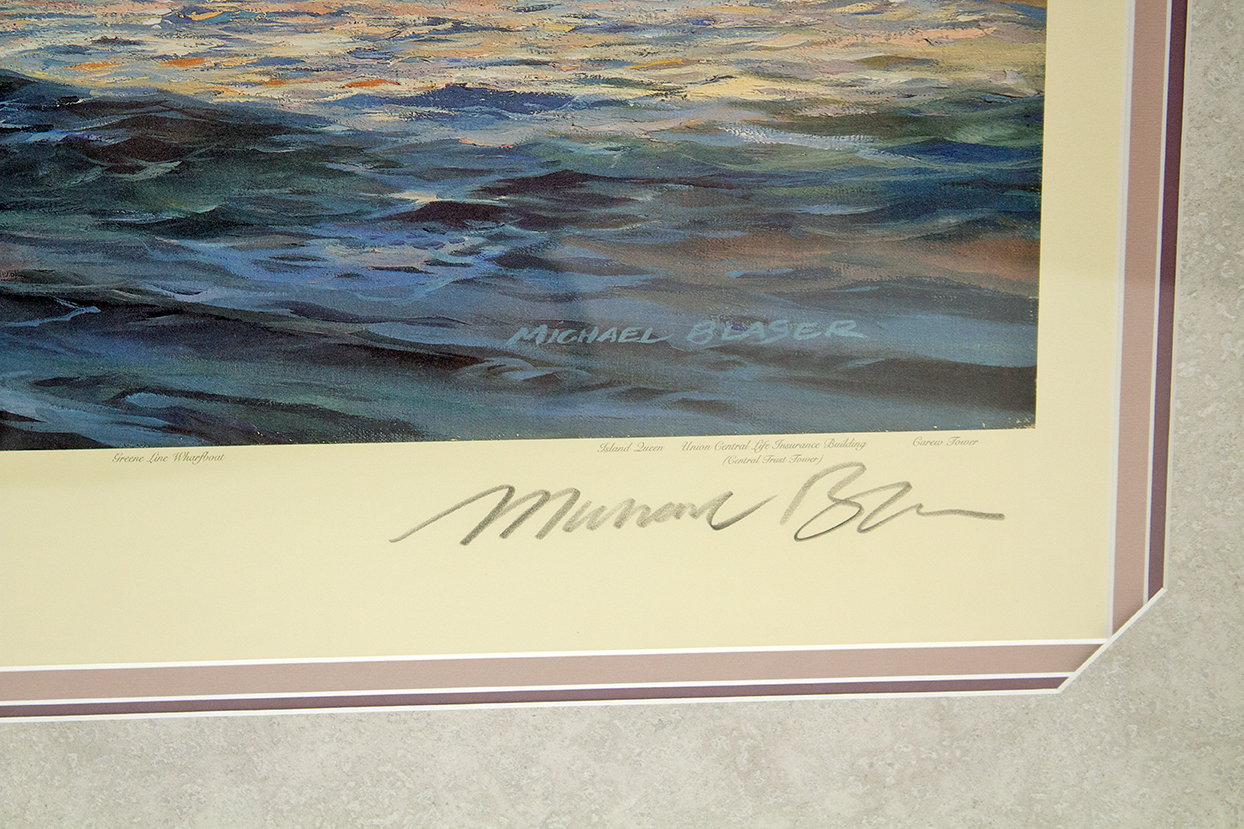 Michael Blaser Signed "Old Cincinnati" Limited Edition Offset Lithograph