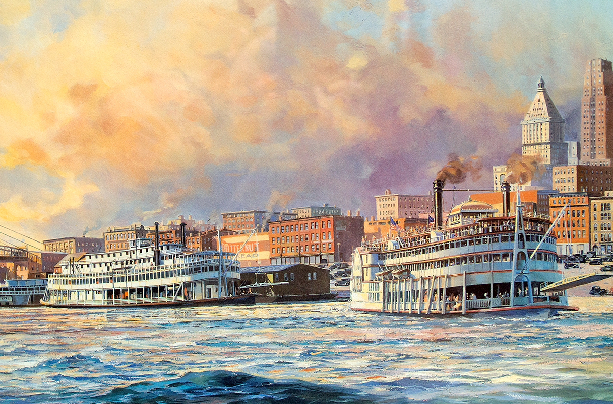 Michael Blaser Signed "Old Cincinnati" Limited Edition Offset Lithograph