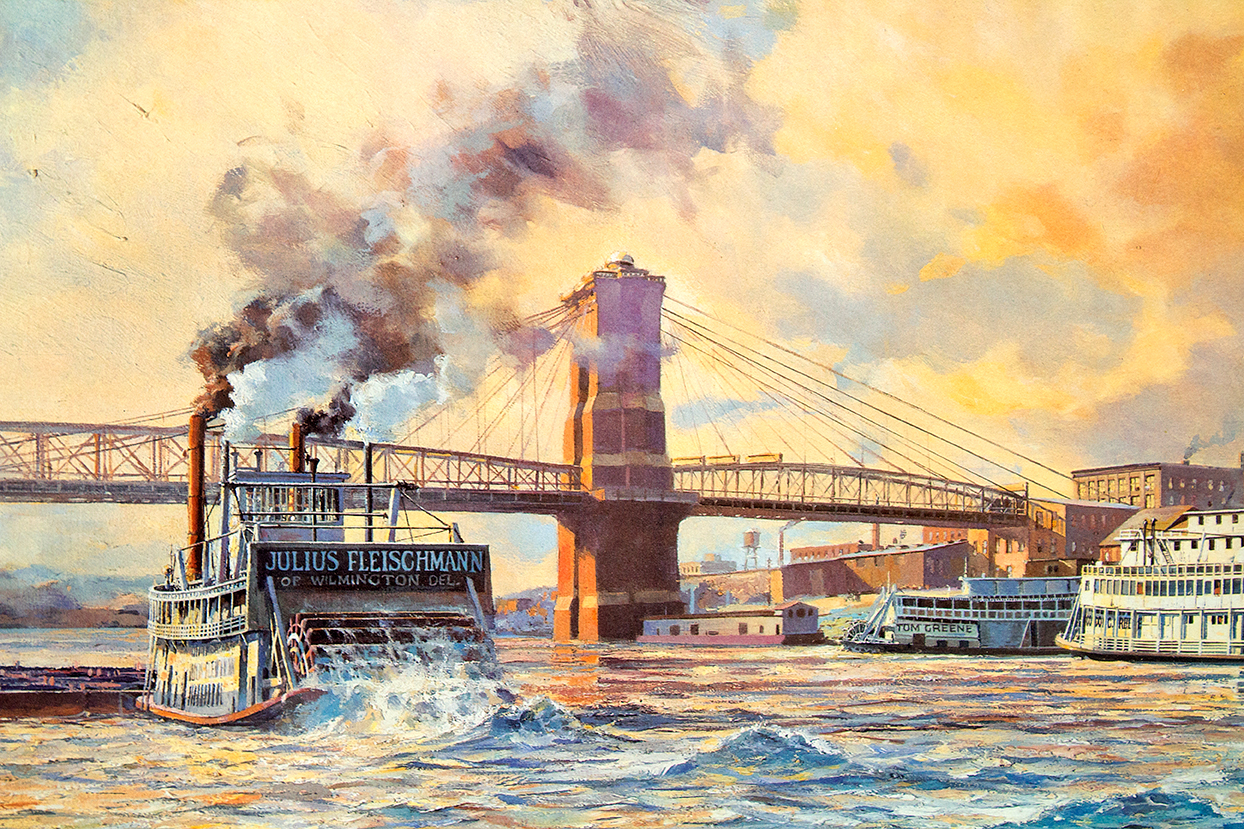 Michael Blaser Signed "Old Cincinnati" Limited Edition Offset Lithograph