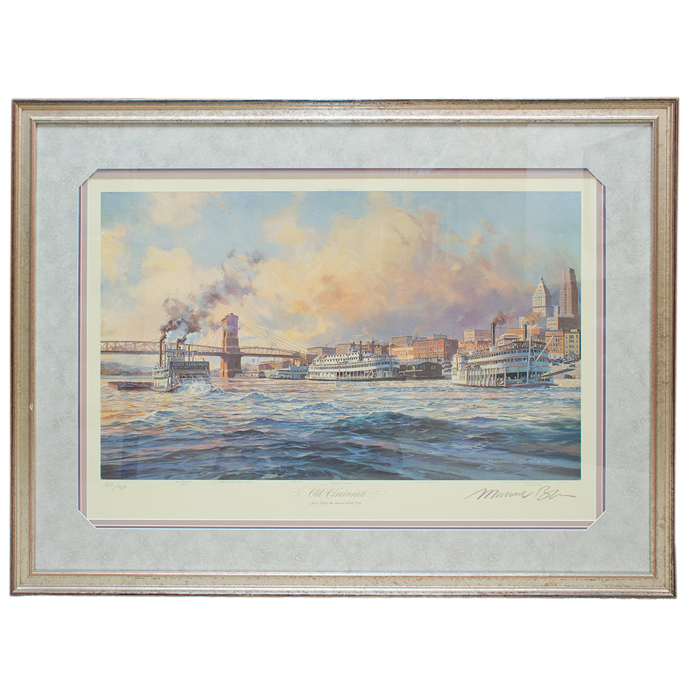 Michael Blaser Signed "Old Cincinnati" Limited Edition Offset Lithograph