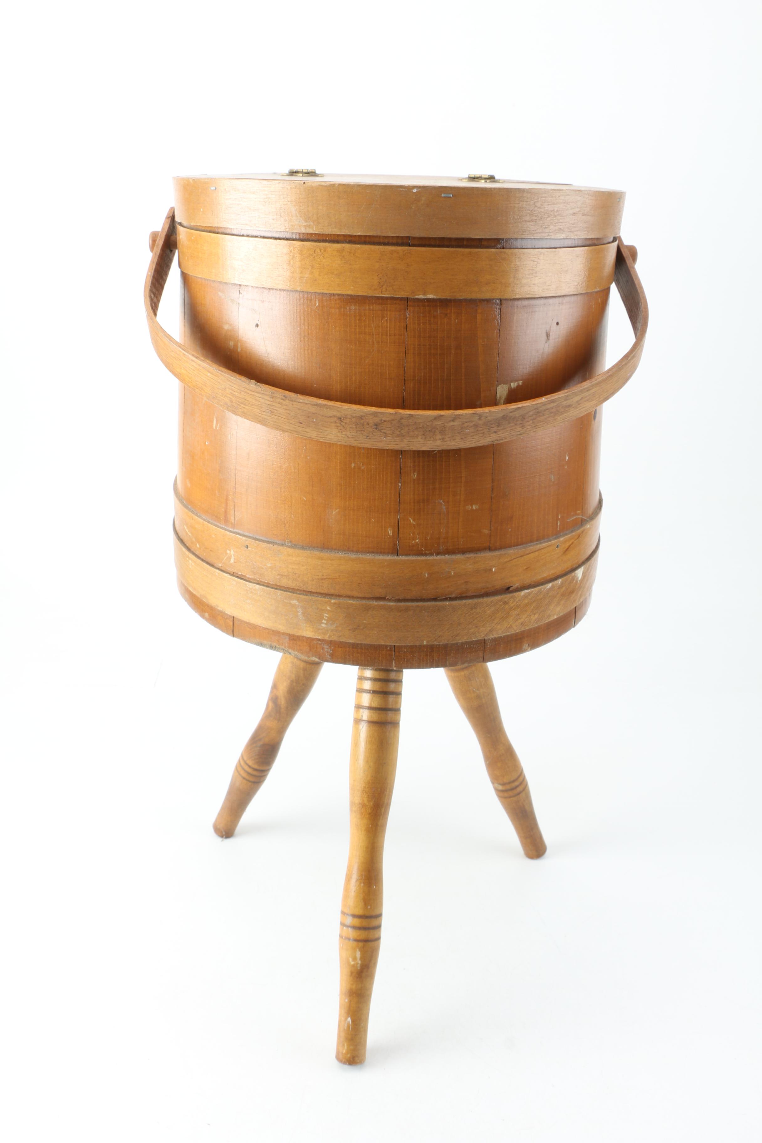 Maple Firkin Bucket Sewing Stand