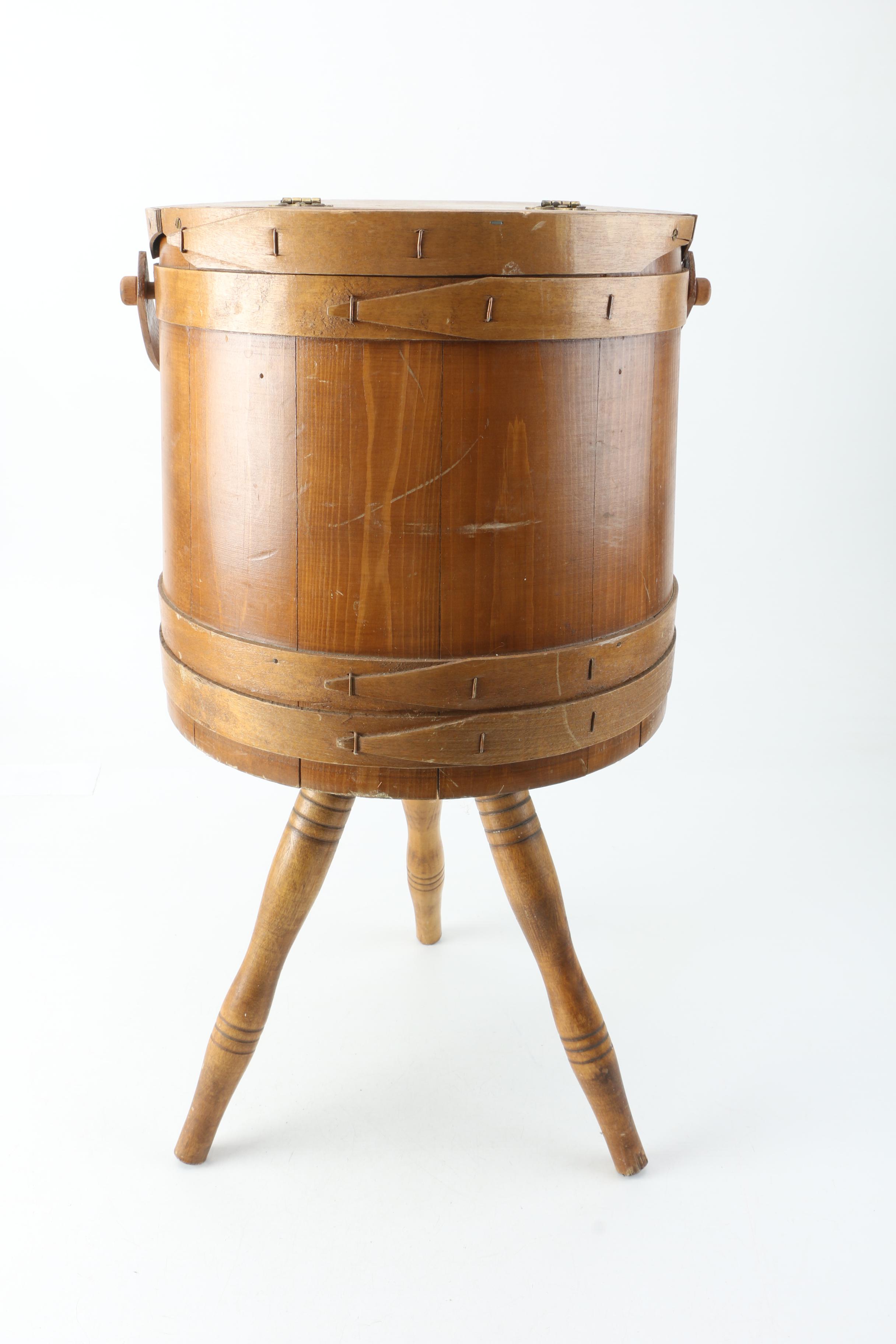 Maple Firkin Bucket Sewing Stand