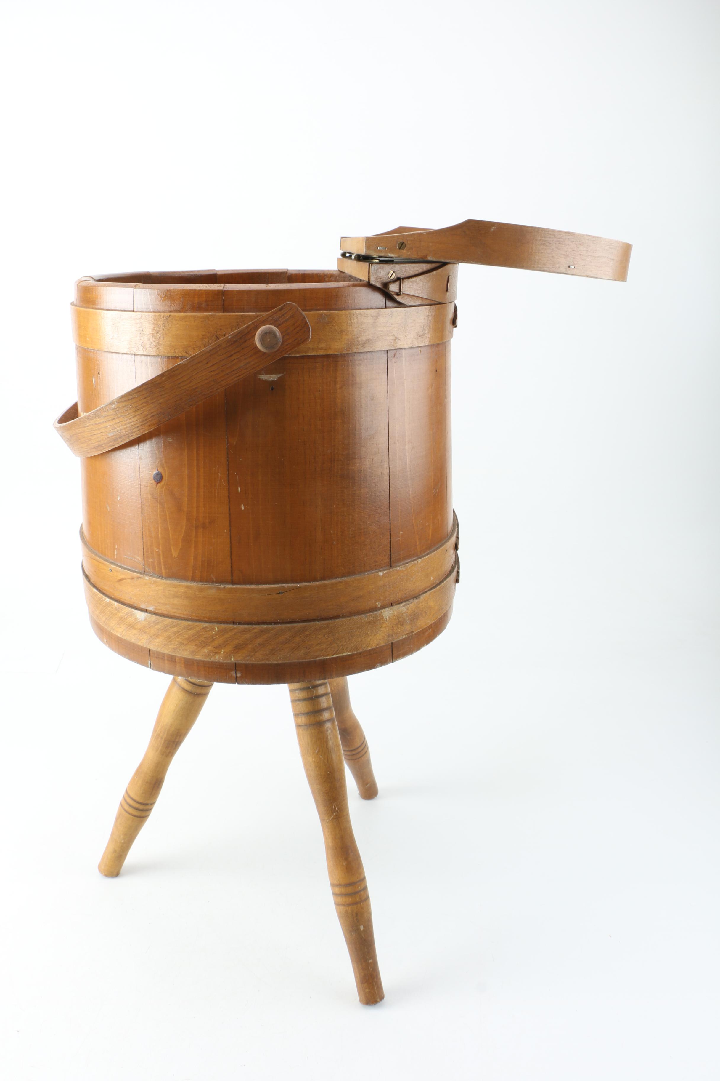 Maple Firkin Bucket Sewing Stand