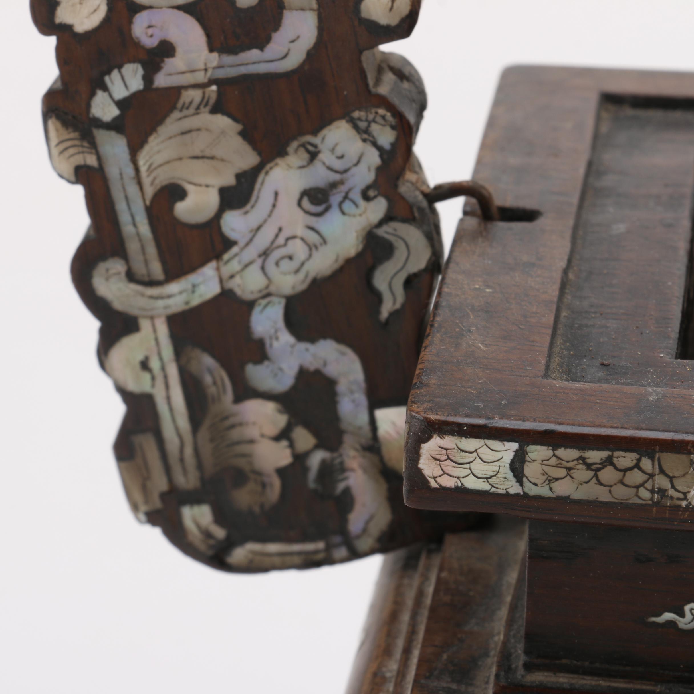 Chinese Decorative Wooden Censer with Inlaid Abalone