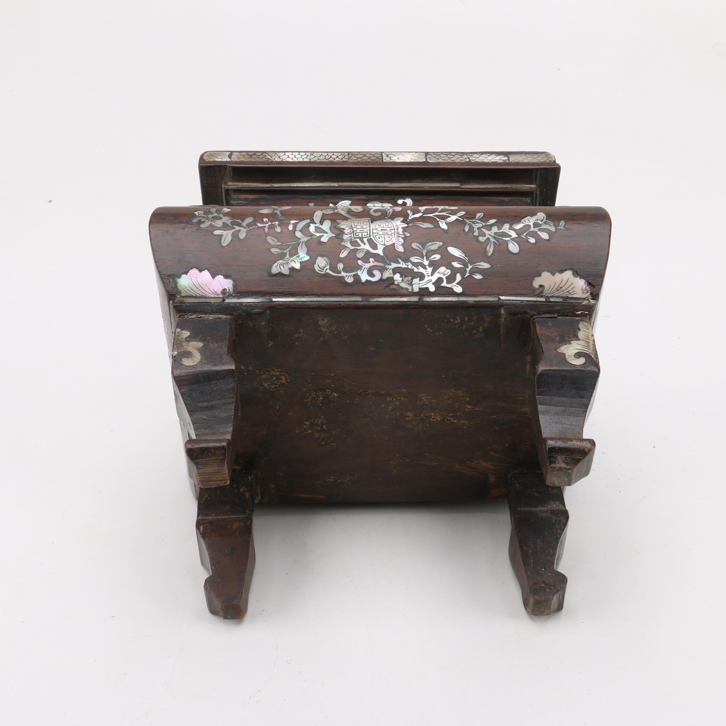 Chinese Decorative Wooden Censer with Inlaid Abalone