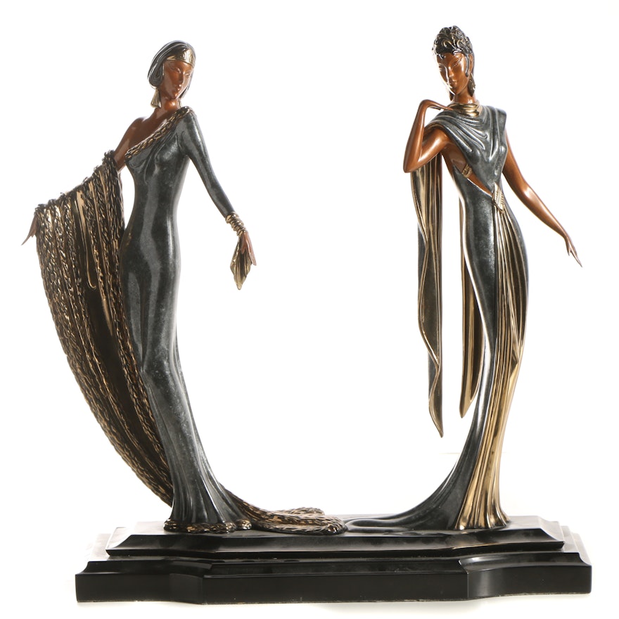 Erté Patinated Bronze Sculpture "Duetto"