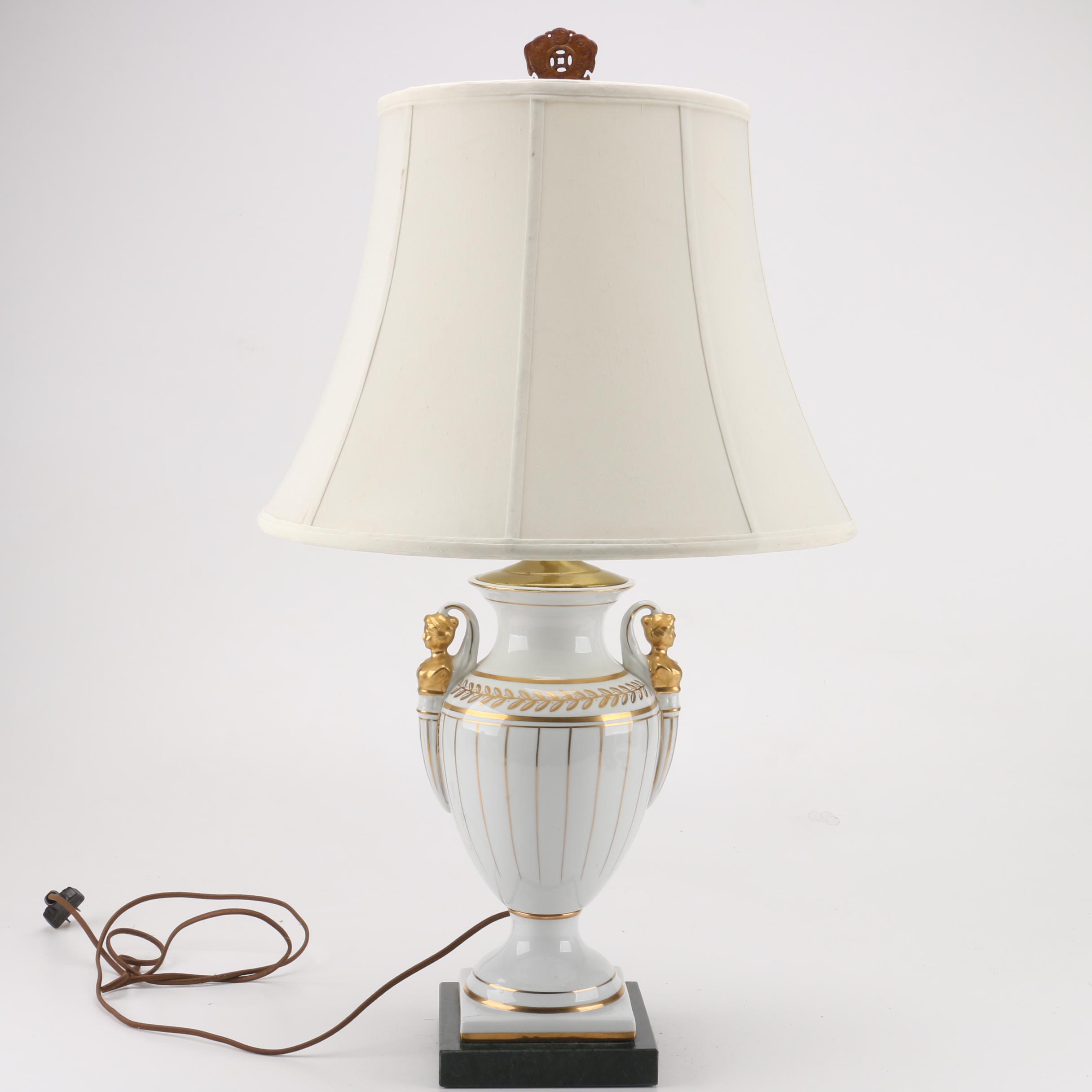Vintage Grecian Urn Porcelain Table Lamp
