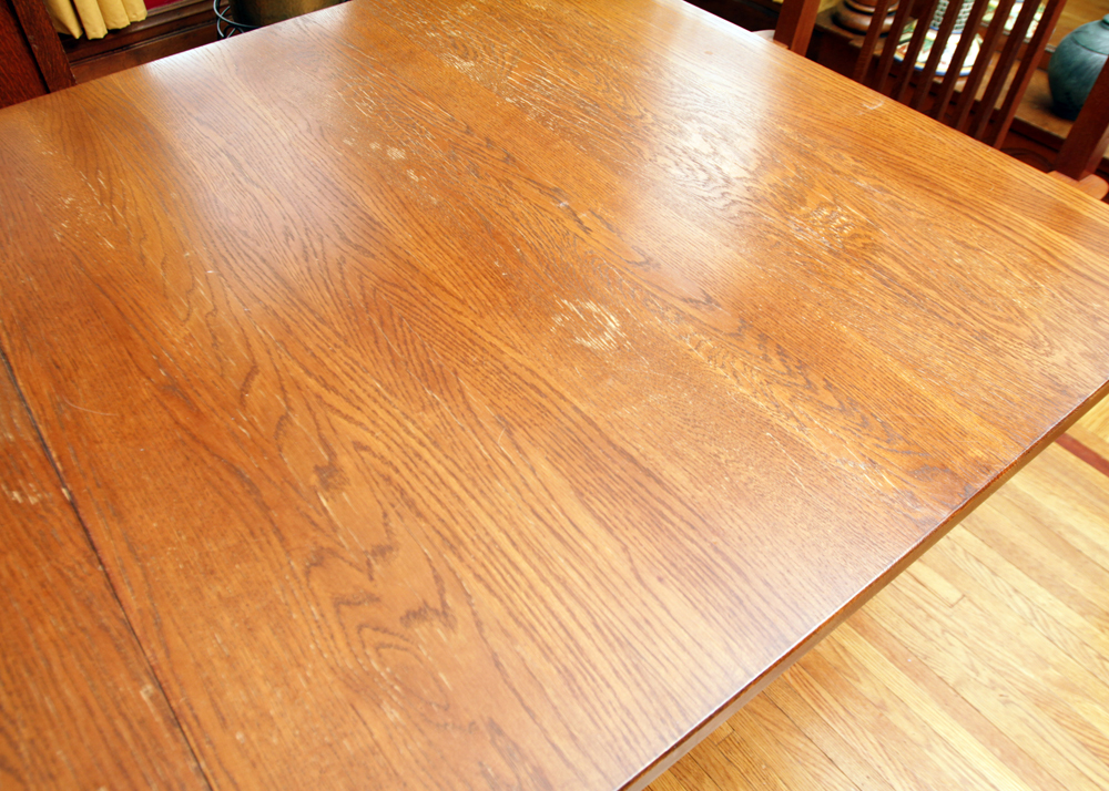 Mission Style Oak Dining Table by Kincaid and Spindle Chairs