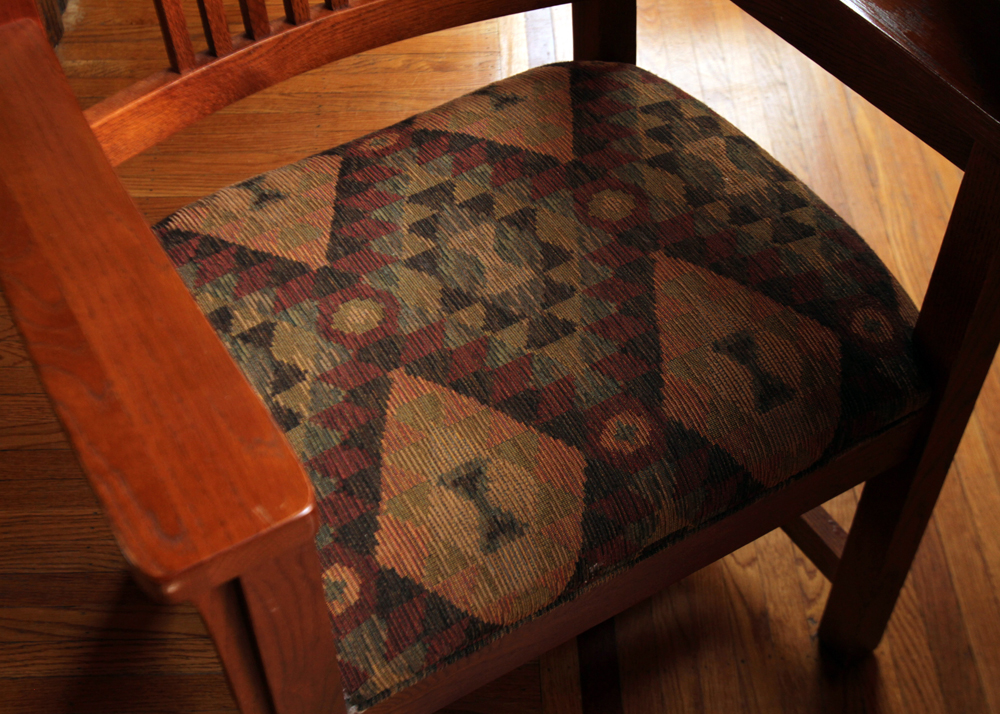 Mission Style Oak Dining Table by Kincaid and Spindle Chairs