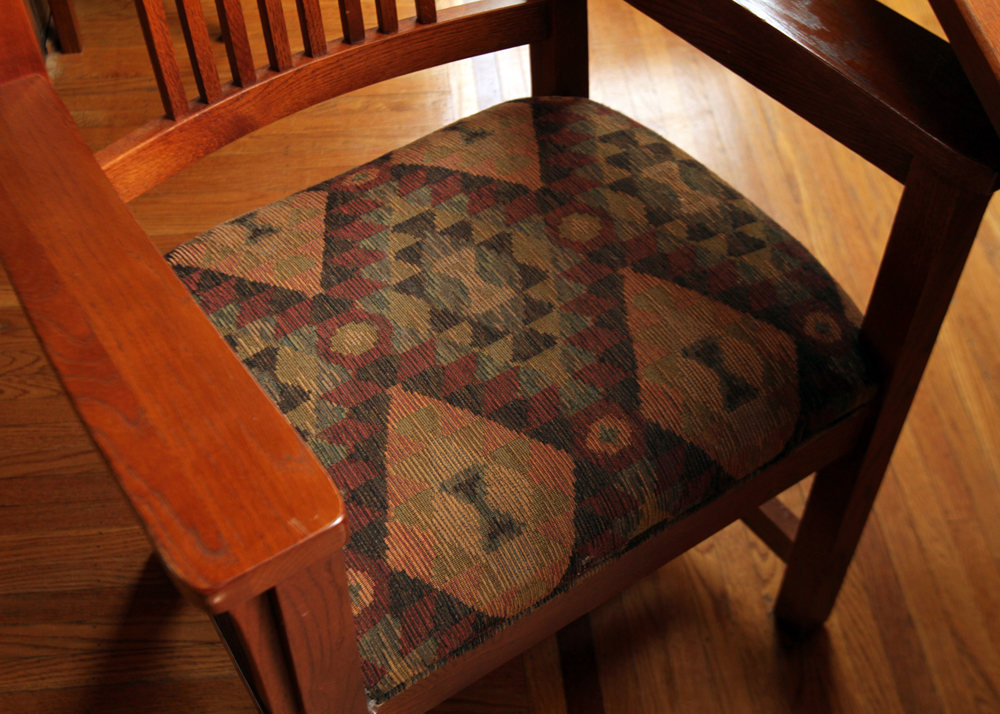 Mission Style Oak Dining Table by Kincaid and Spindle Chairs