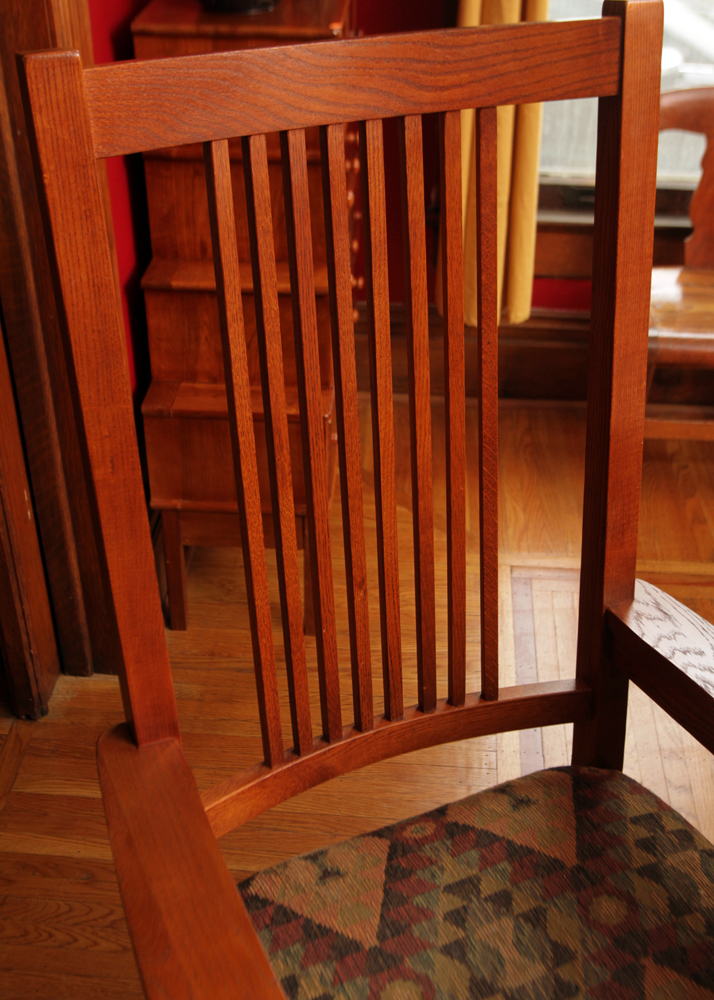 Mission Style Oak Dining Table by Kincaid and Spindle Chairs