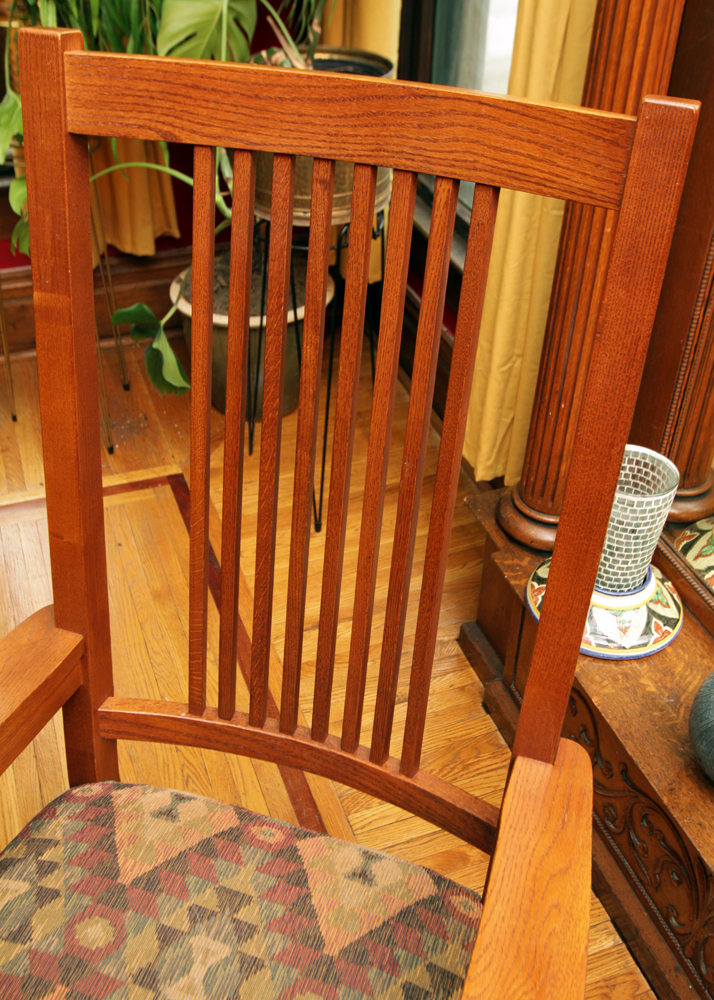 Mission Style Oak Dining Table by Kincaid and Spindle Chairs
