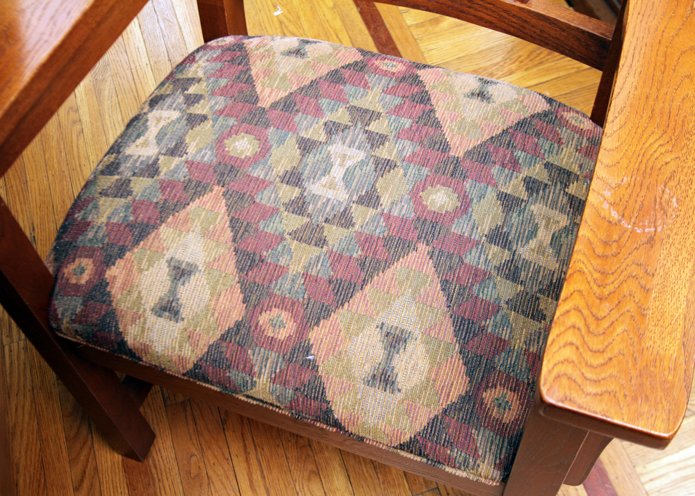 Mission Style Oak Dining Table by Kincaid and Spindle Chairs
