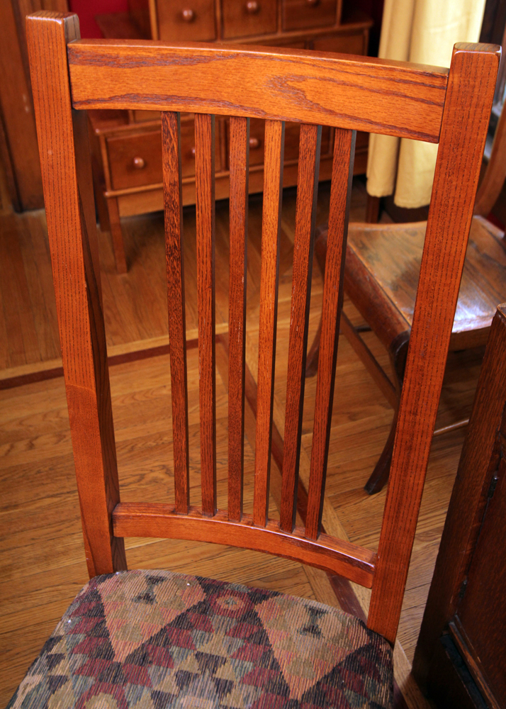 Mission Style Oak Dining Table by Kincaid and Spindle Chairs