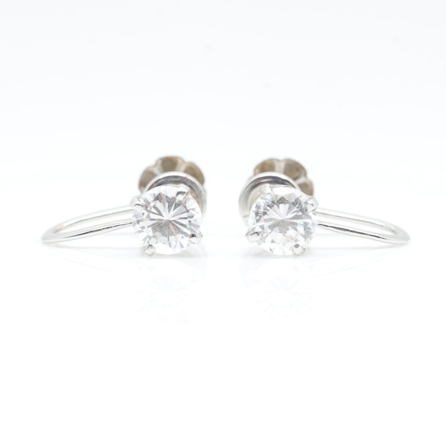 14K White Gold Yttrium Aluminum Garnet (YAG) Earrings