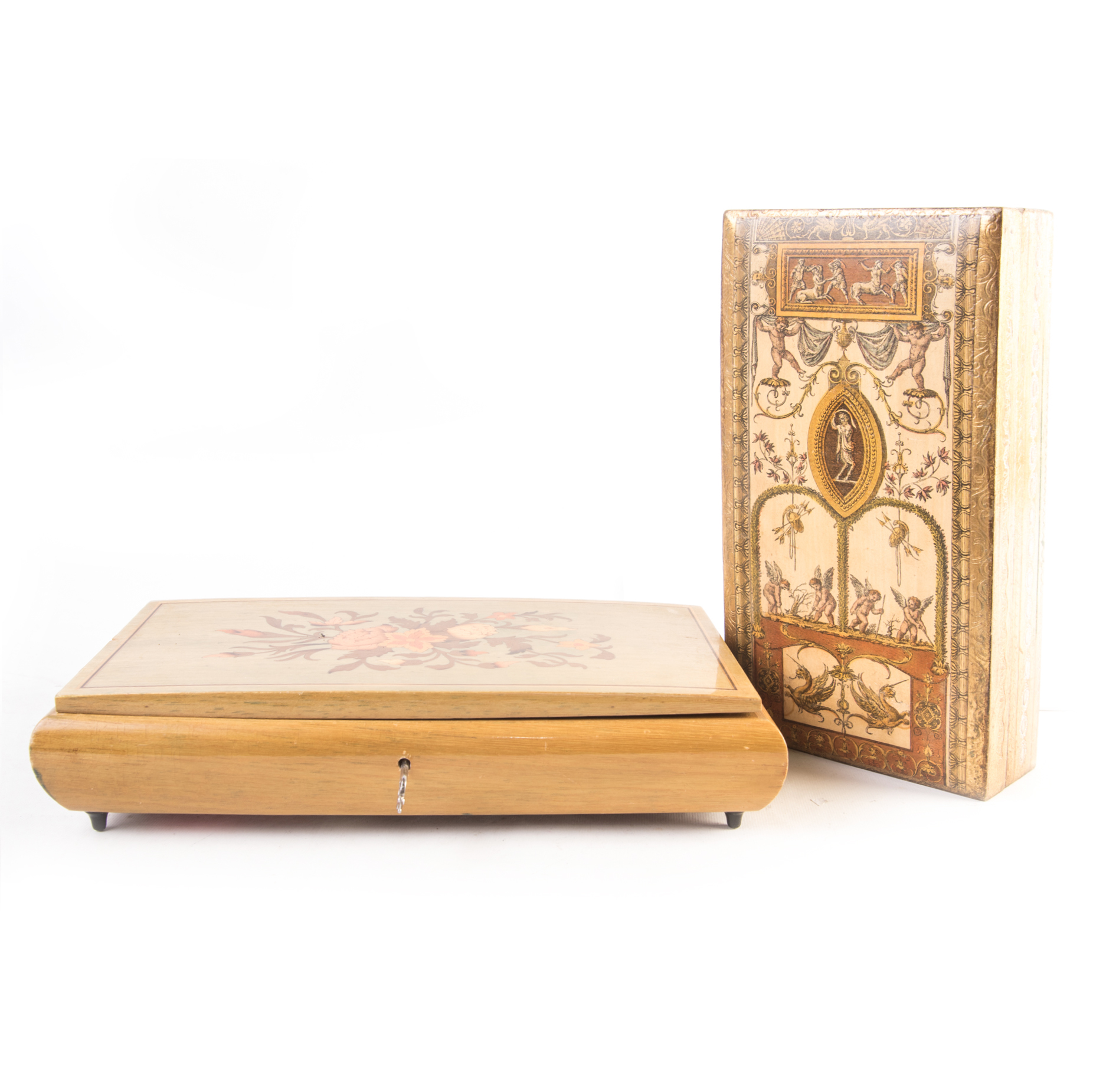 Wooden Italian Trinket Boxes Featuring Reuge Music Box