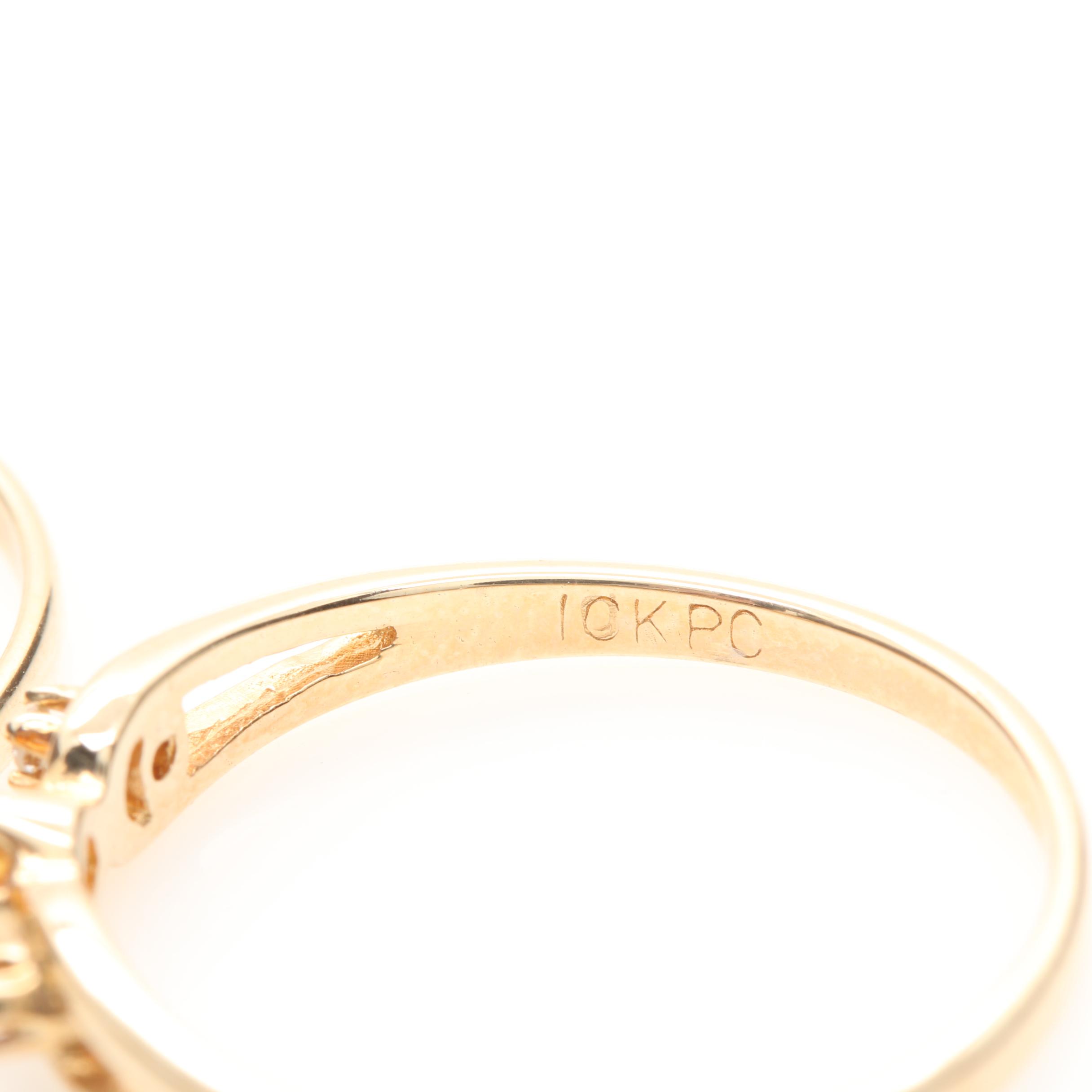 10K Yellow Gold Aquamarine, Citrine, and Diamond Rings