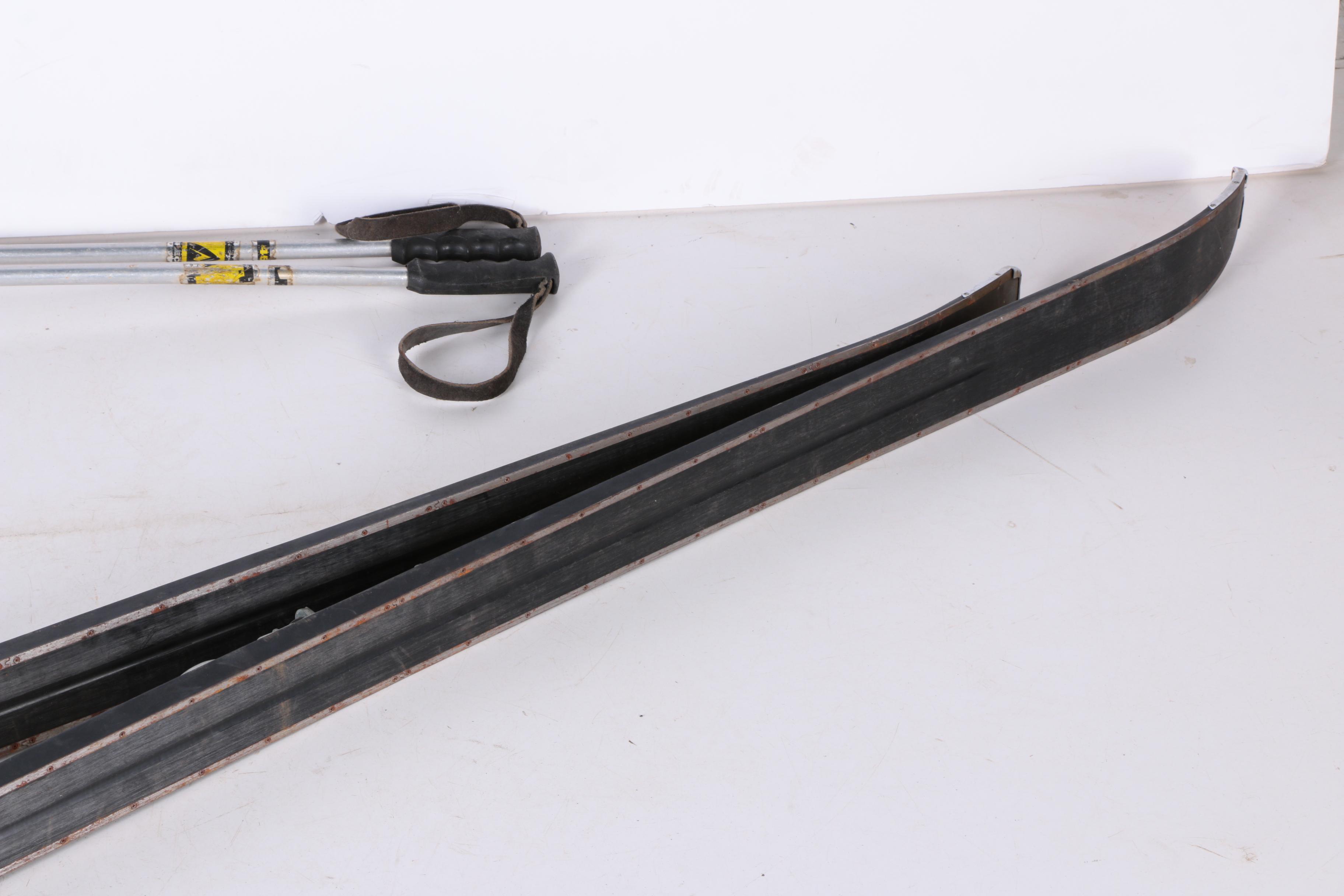 Vintage Hanover Alpine Skis with Poles