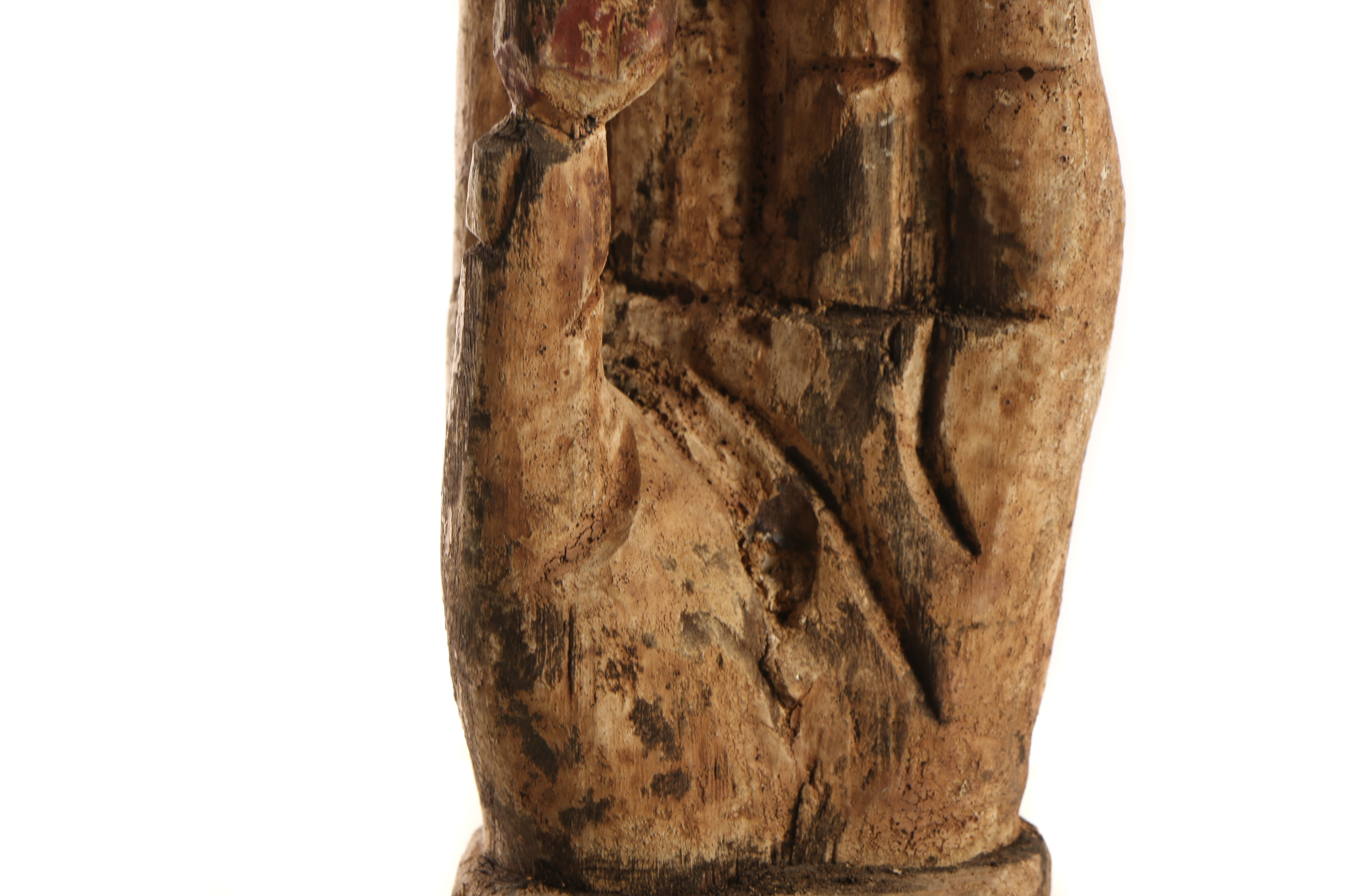 Hand-Carved Wooden Hand Holding a Pearl