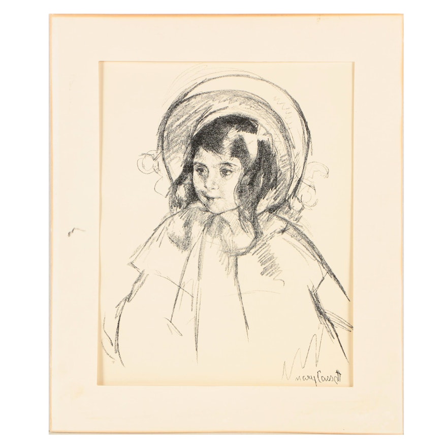 Lithograph Print After Mary Cassatt "Sara Wearing Her Bonnet and Coat"