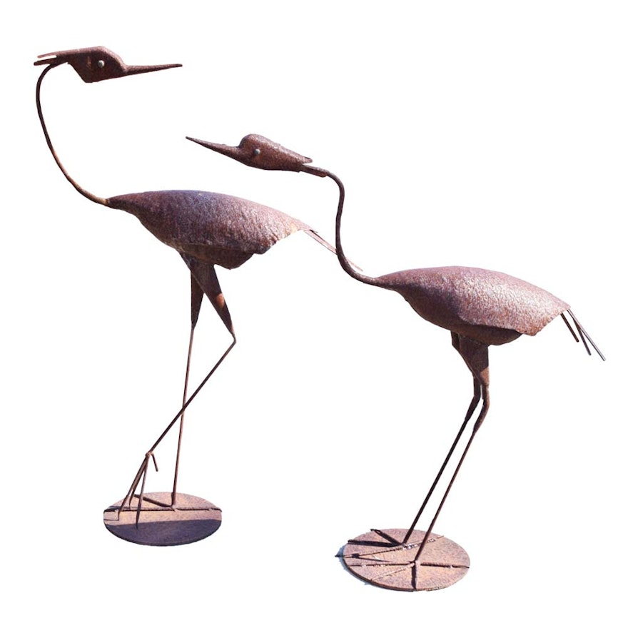 Iron Crane Outdoor Sculptures