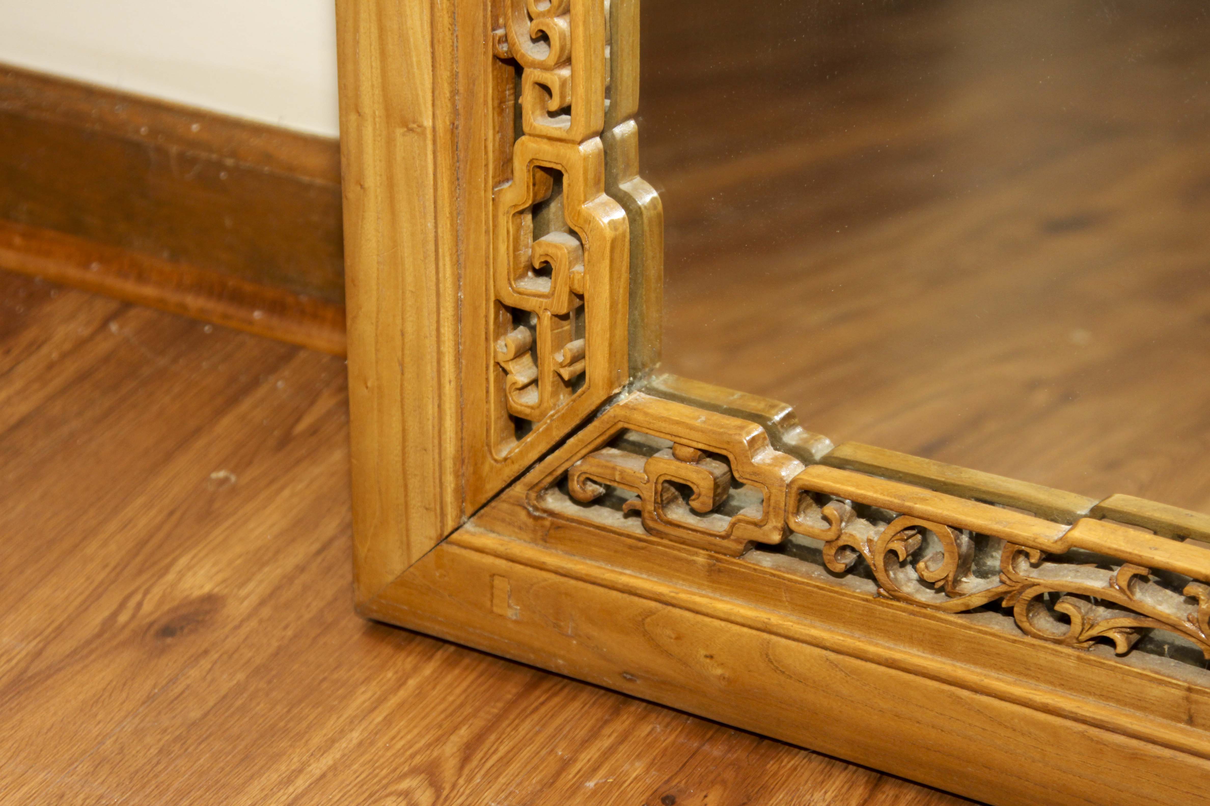 Asian Inspired Camphor Wood Side Tables and Mirror