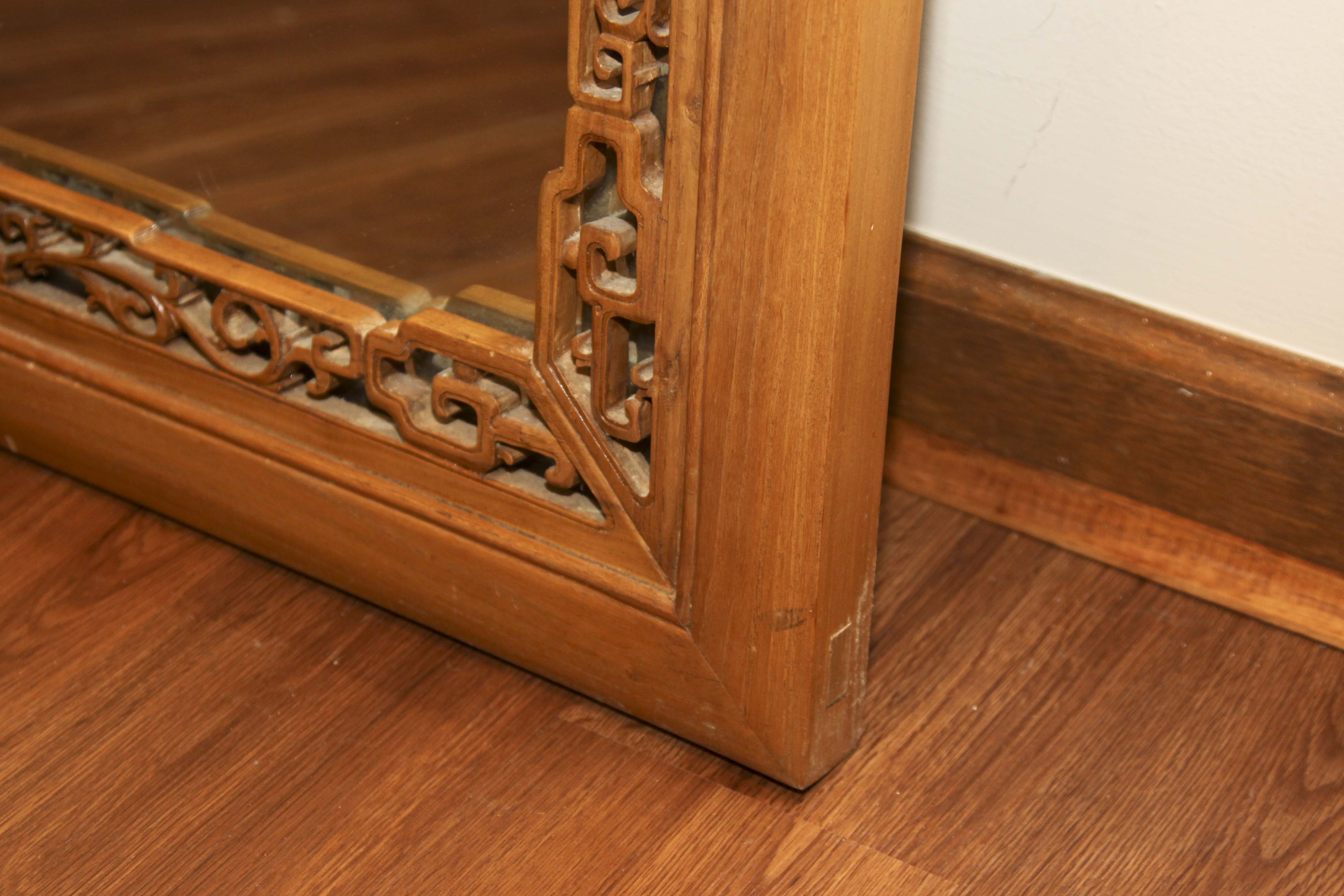 Asian Inspired Camphor Wood Side Tables and Mirror