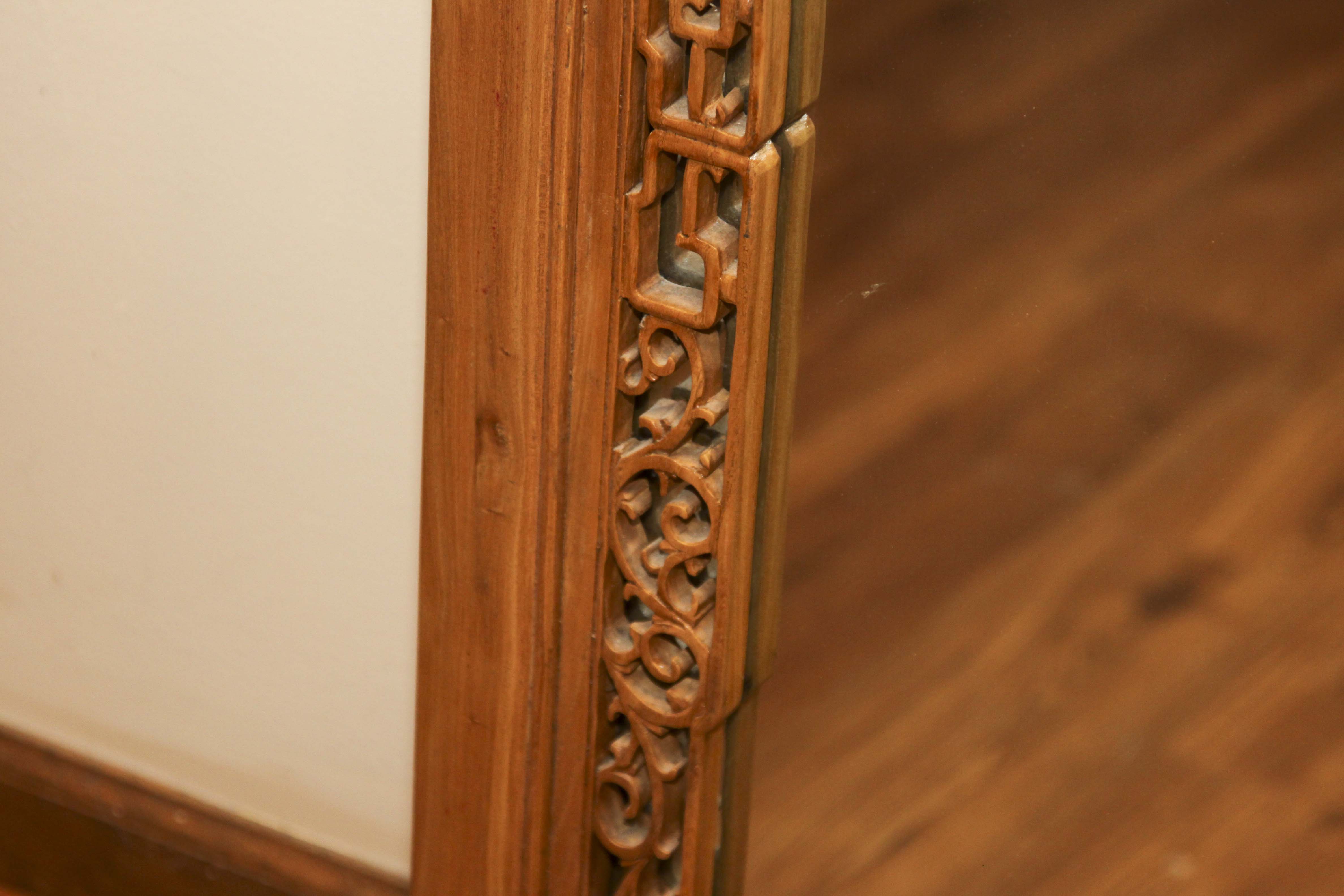 Asian Inspired Camphor Wood Side Tables and Mirror