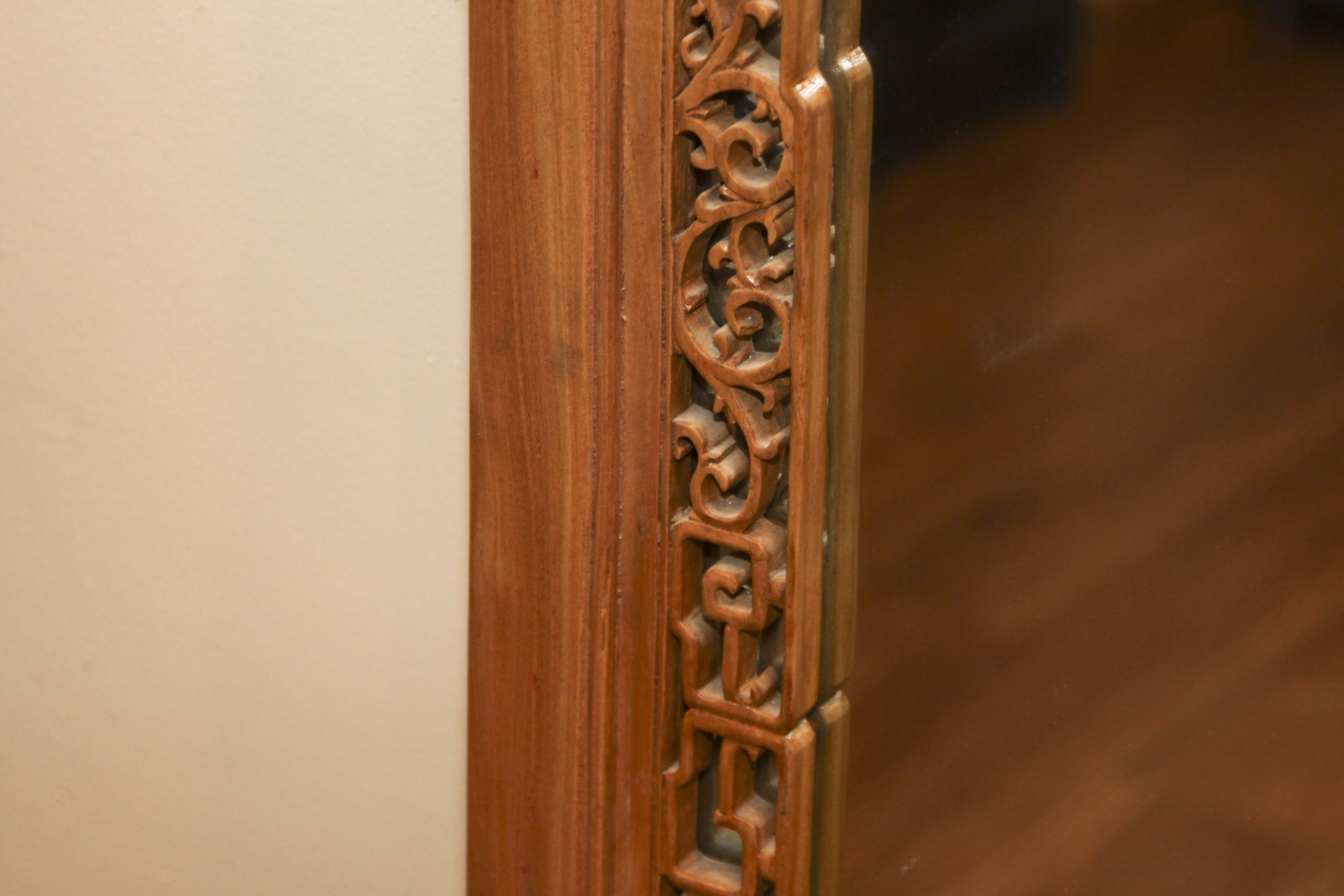 Asian Inspired Camphor Wood Side Tables and Mirror